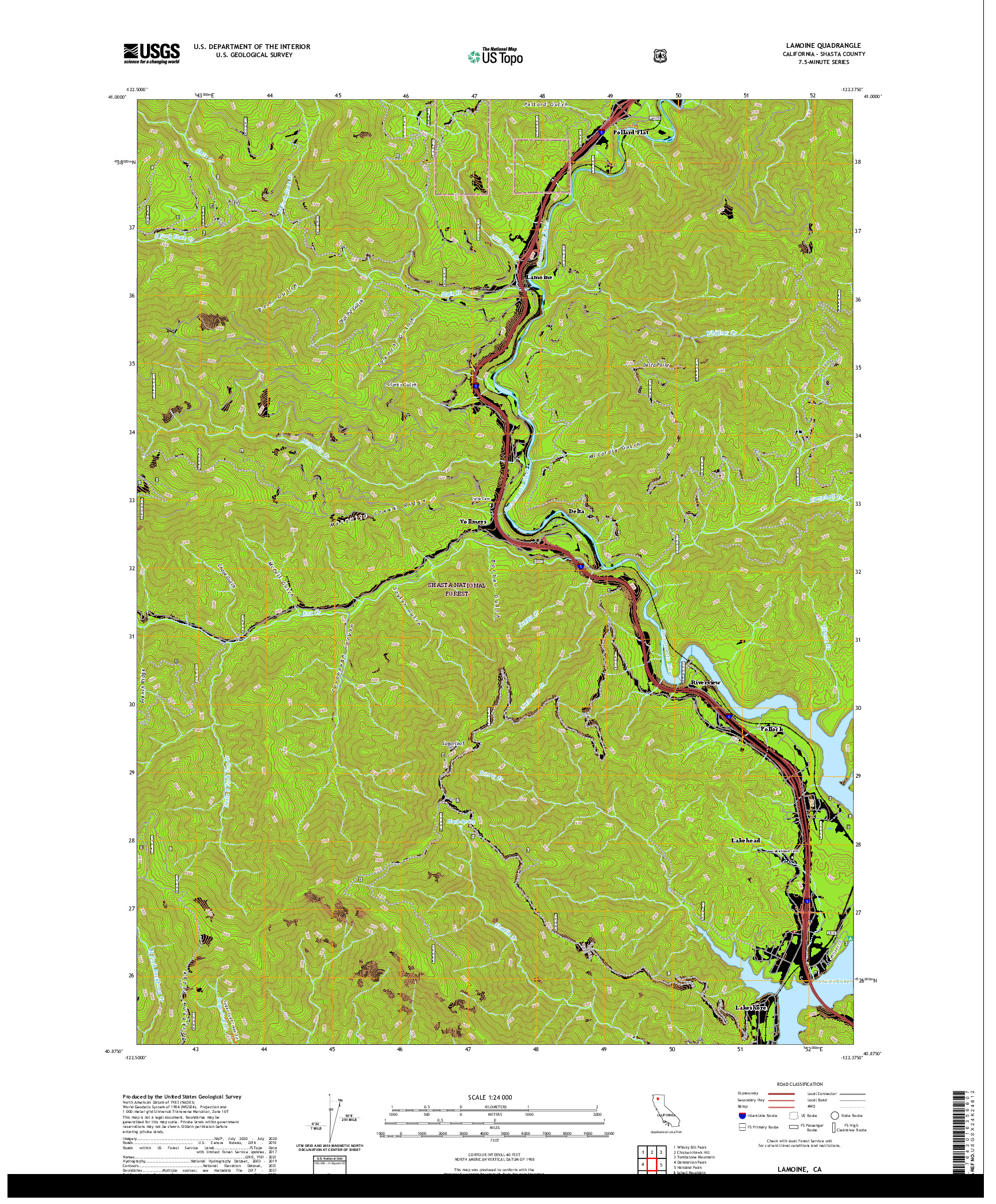 US TOPO 7.5-MINUTE MAP FOR LAMOINE, CA