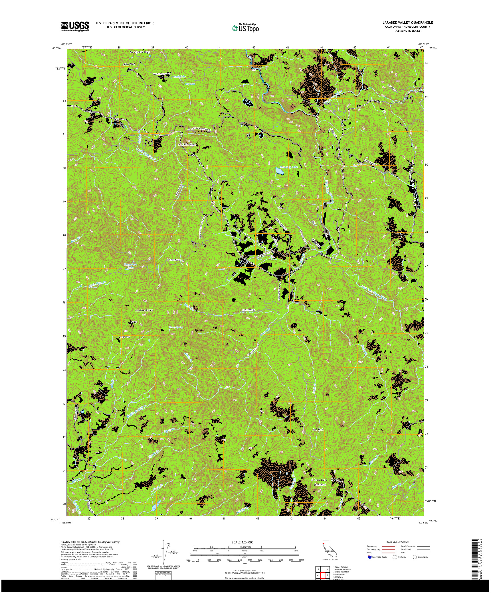 US TOPO 7.5-MINUTE MAP FOR LARABEE VALLEY, CA