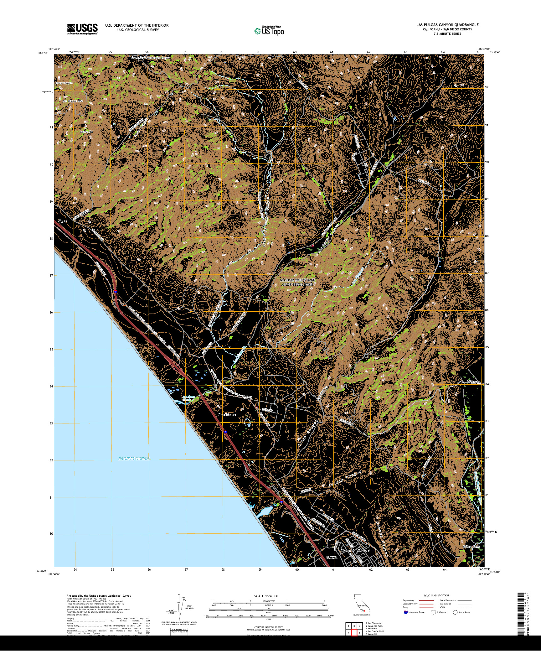US TOPO 7.5-MINUTE MAP FOR LAS PULGAS CANYON, CA