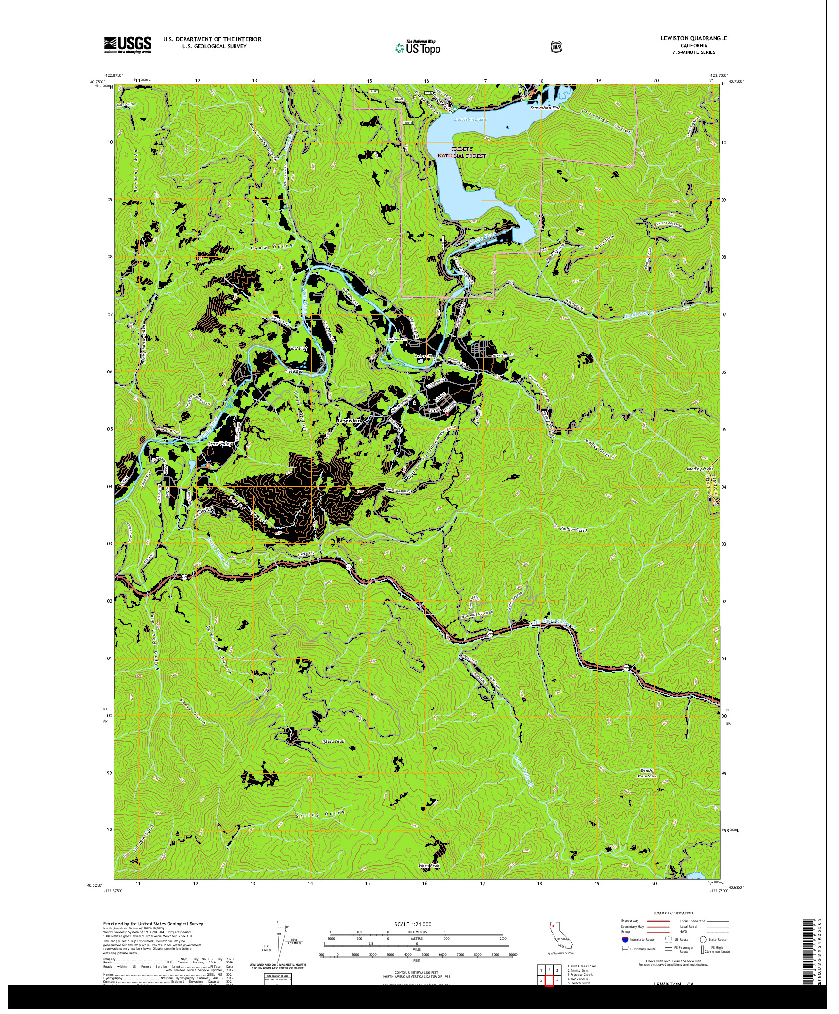 US TOPO 7.5-MINUTE MAP FOR LEWISTON, CA