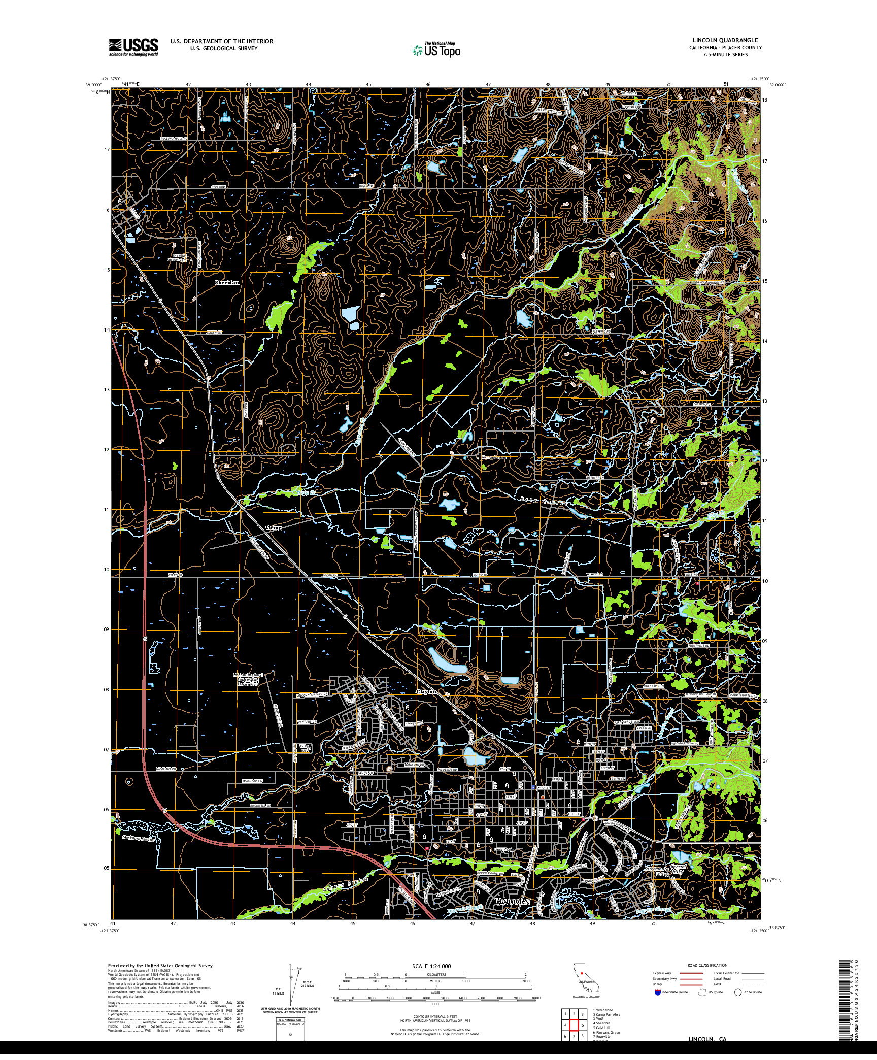 US TOPO 7.5-MINUTE MAP FOR LINCOLN, CA