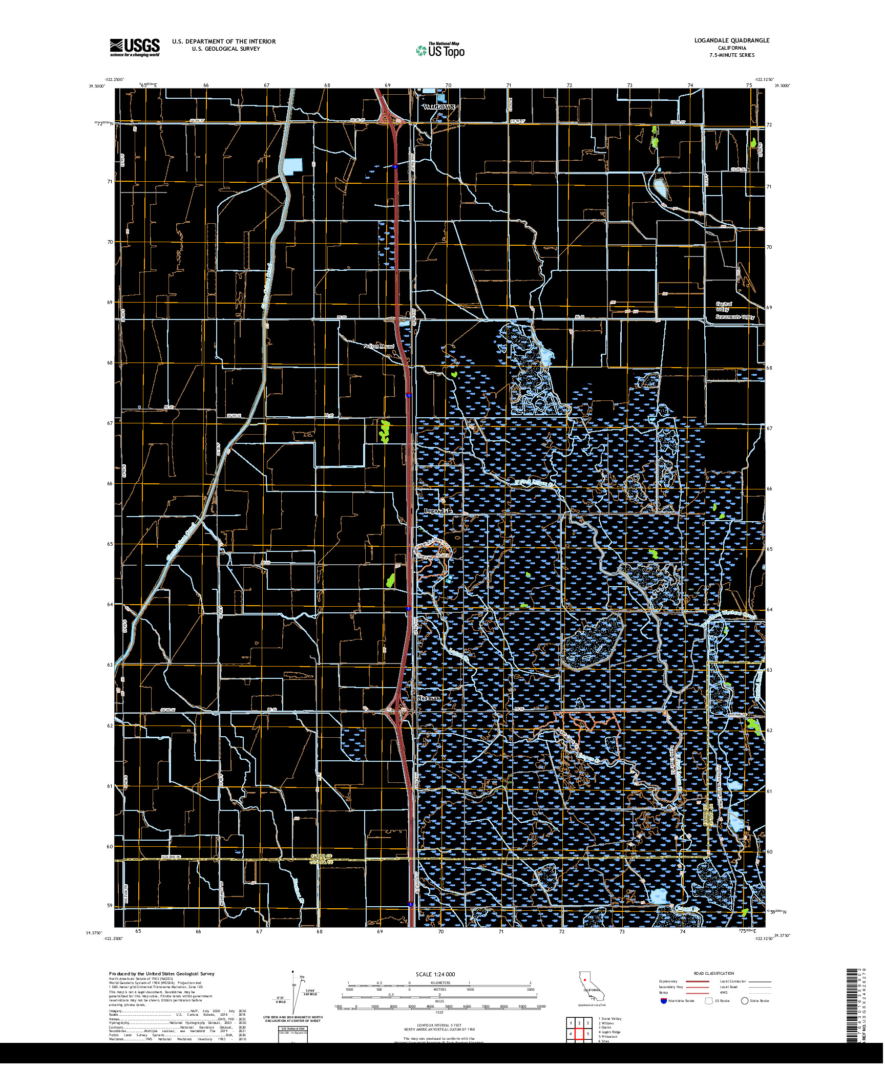 US TOPO 7.5-MINUTE MAP FOR LOGANDALE, CA