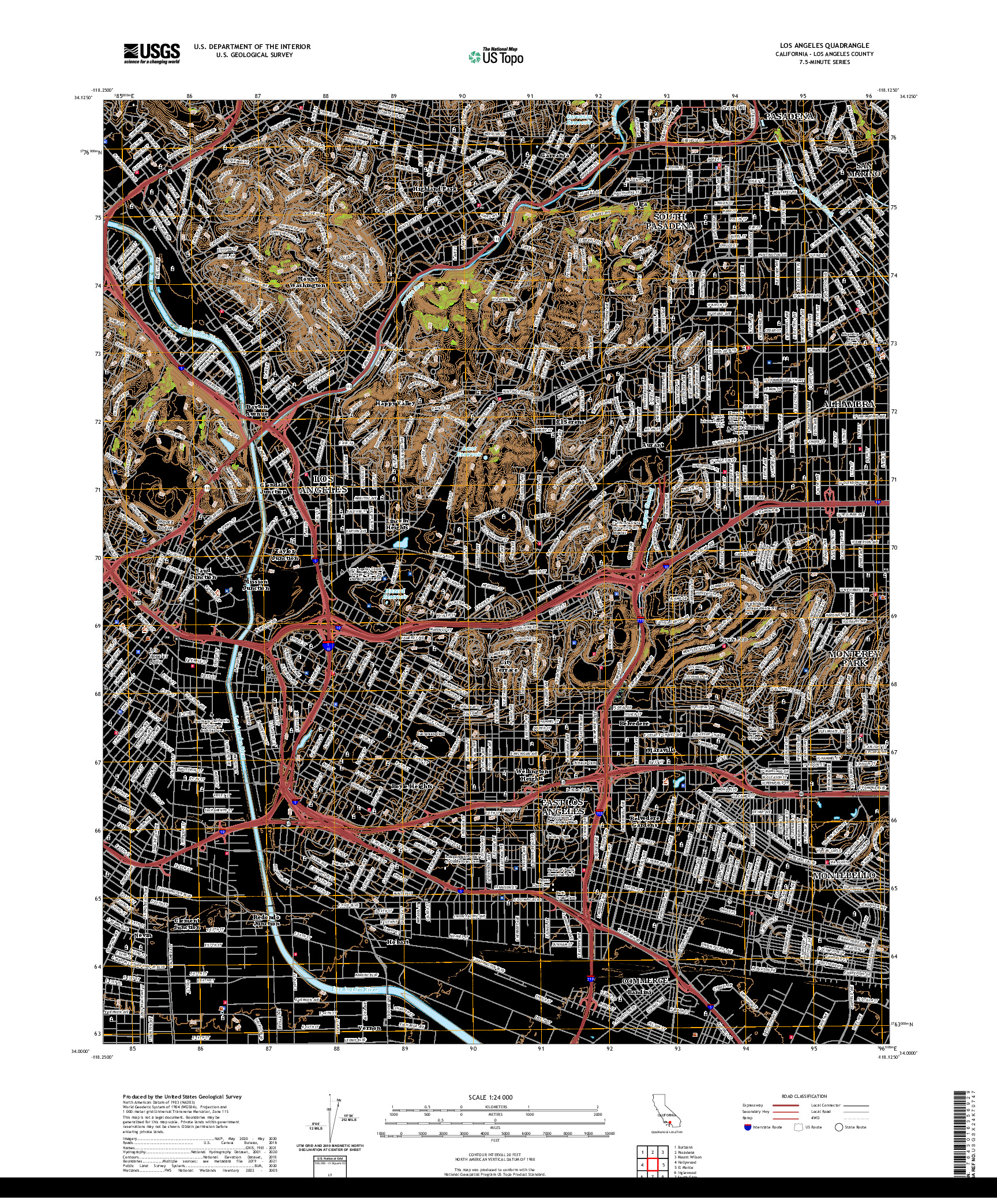 US TOPO 7.5-MINUTE MAP FOR LOS ANGELES, CA