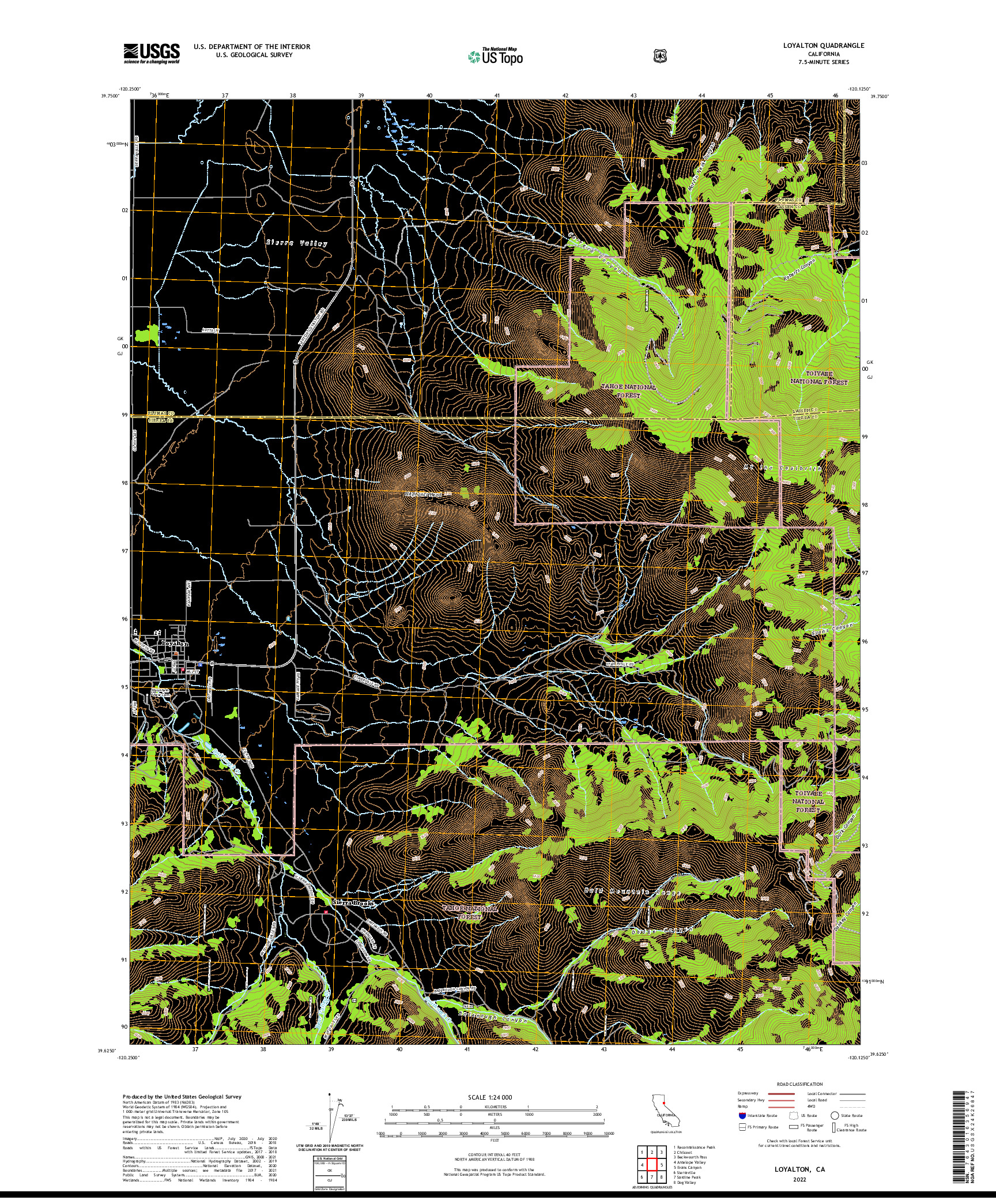 US TOPO 7.5-MINUTE MAP FOR LOYALTON, CA