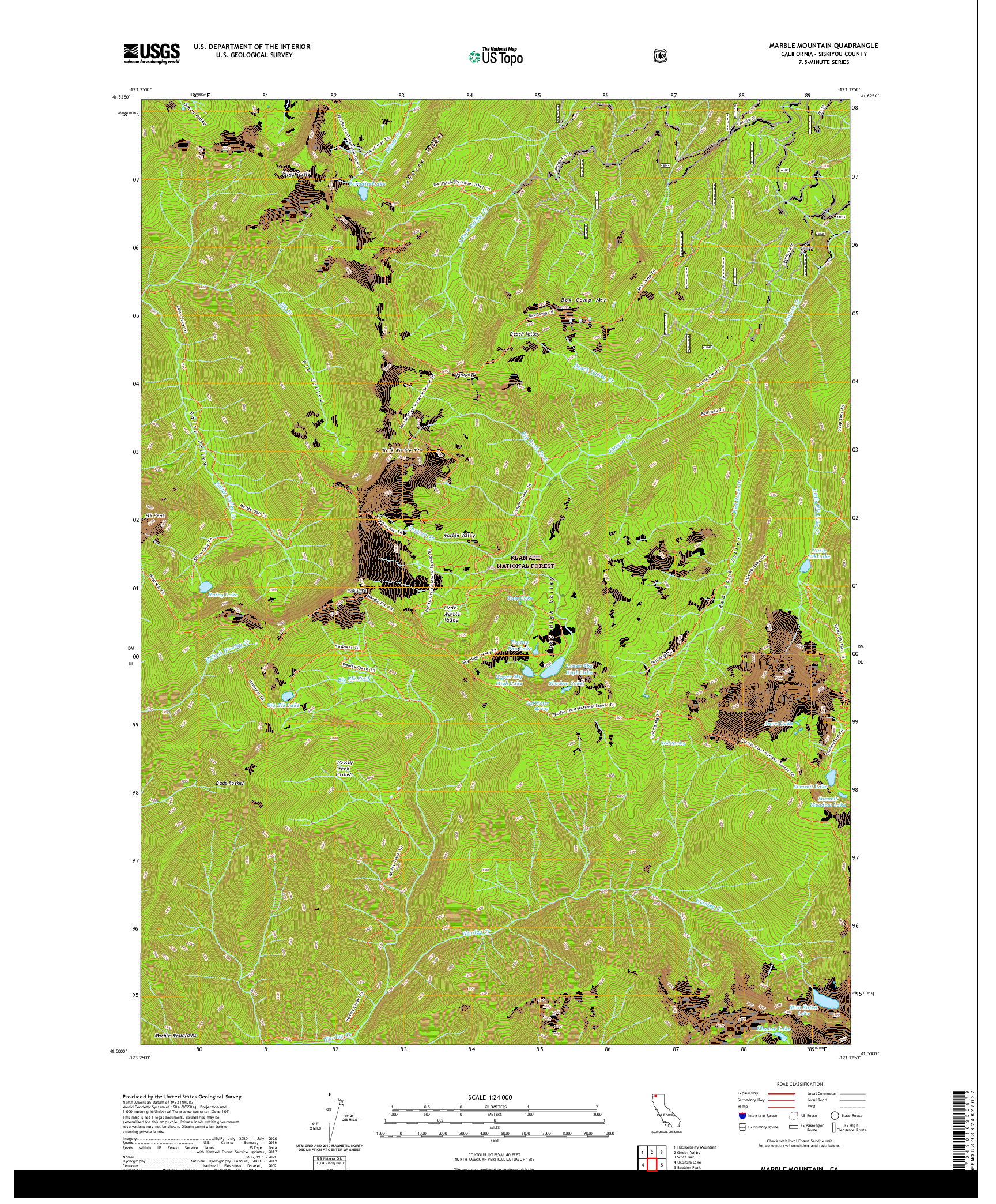 US TOPO 7.5-MINUTE MAP FOR MARBLE MOUNTAIN, CA