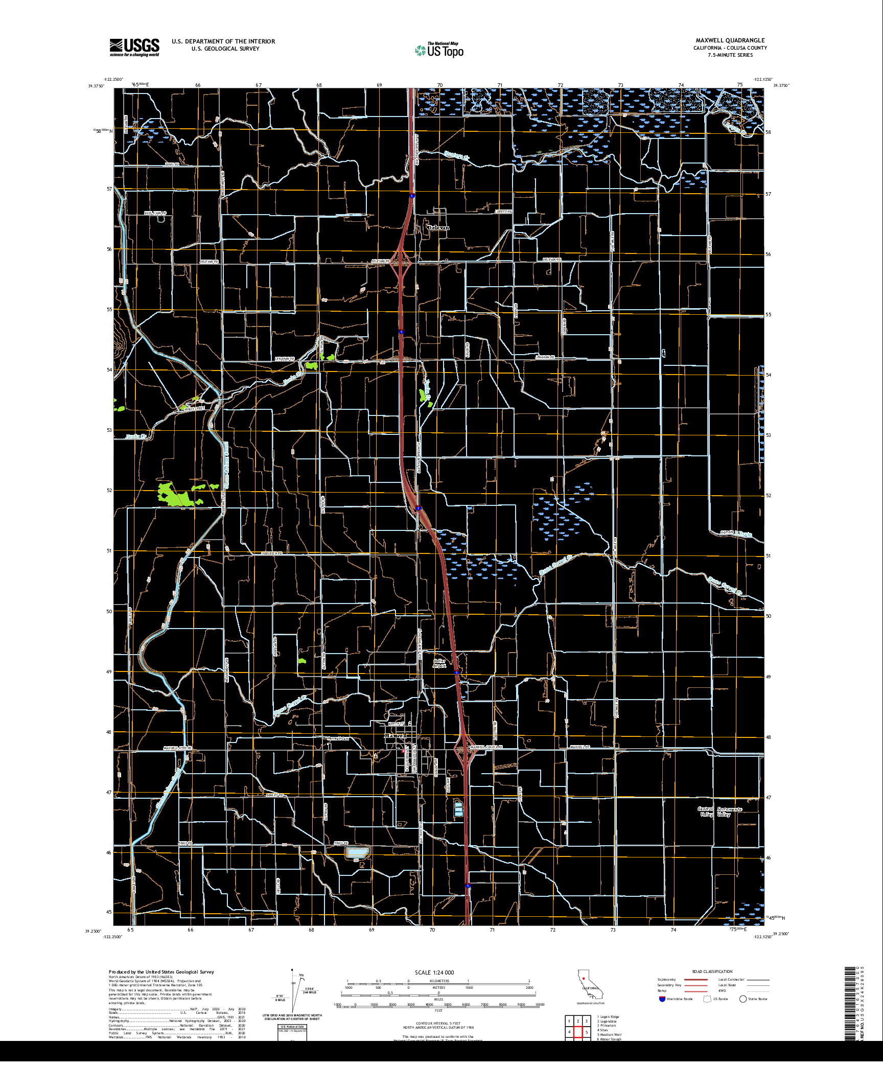 US TOPO 7.5-MINUTE MAP FOR MAXWELL, CA