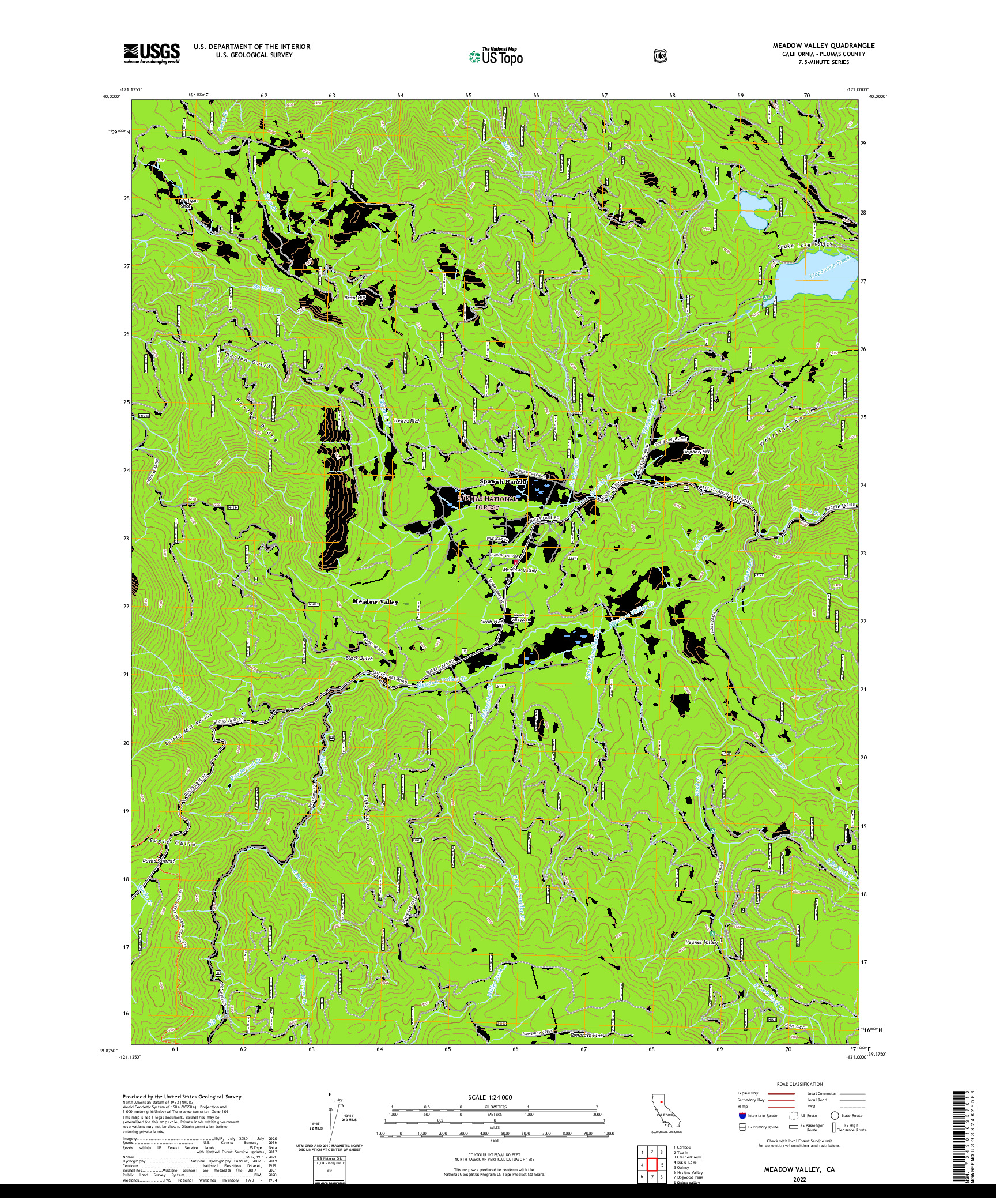 US TOPO 7.5-MINUTE MAP FOR MEADOW VALLEY, CA