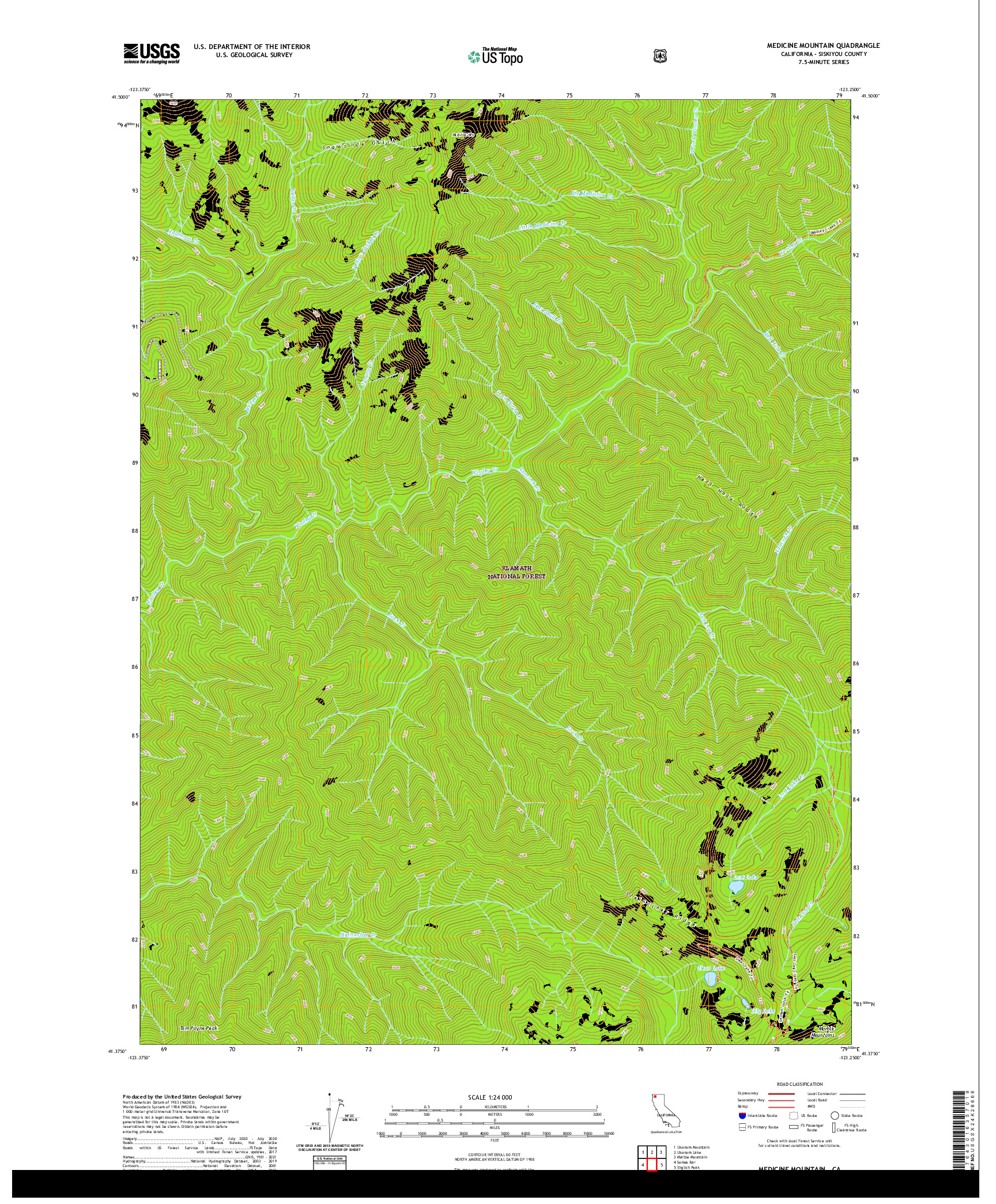 US TOPO 7.5-MINUTE MAP FOR MEDICINE MOUNTAIN, CA