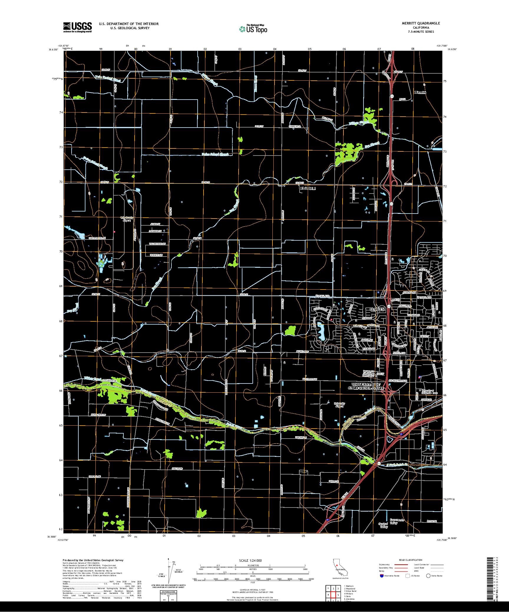 US TOPO 7.5-MINUTE MAP FOR MERRITT, CA