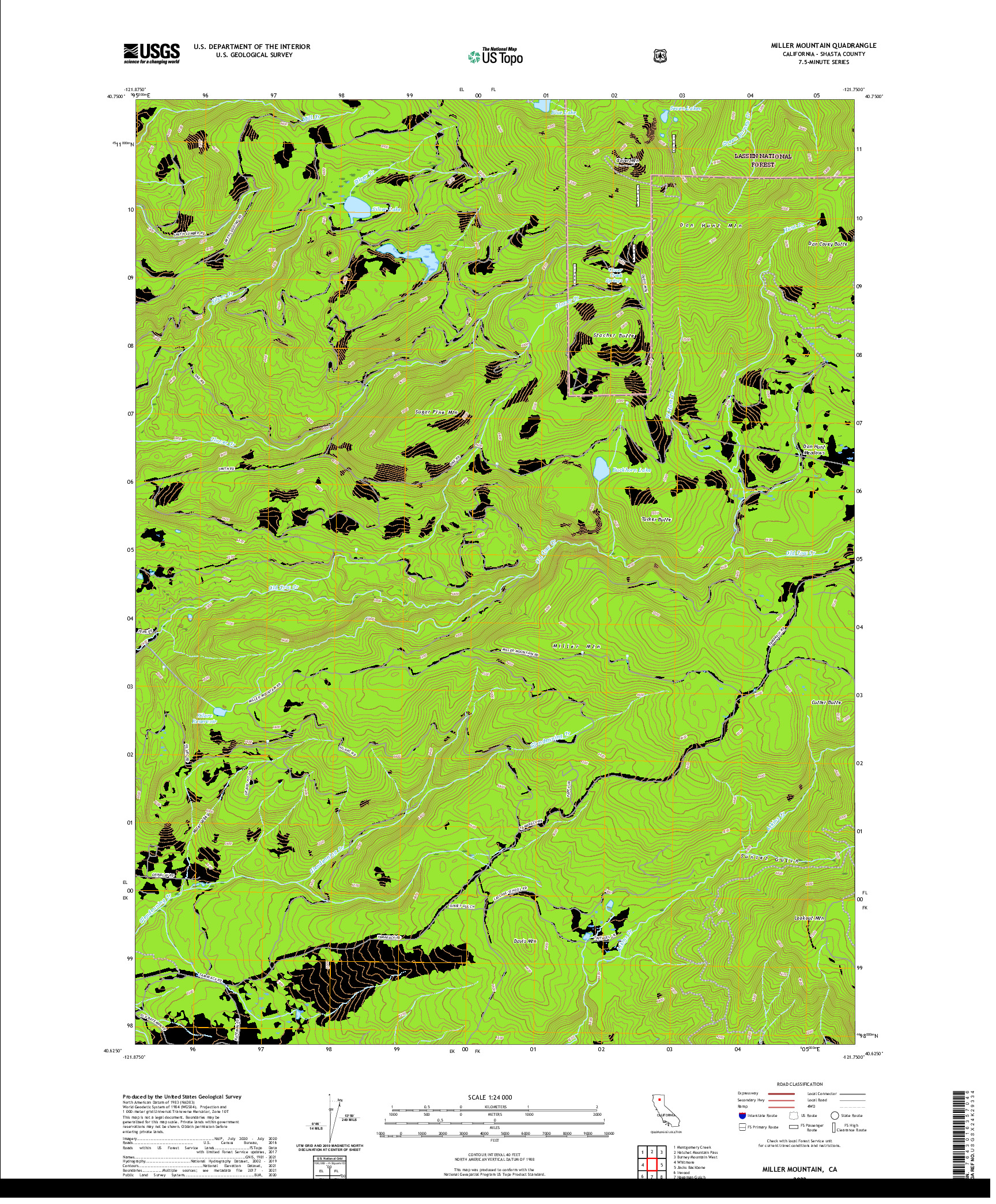 US TOPO 7.5-MINUTE MAP FOR MILLER MOUNTAIN, CA