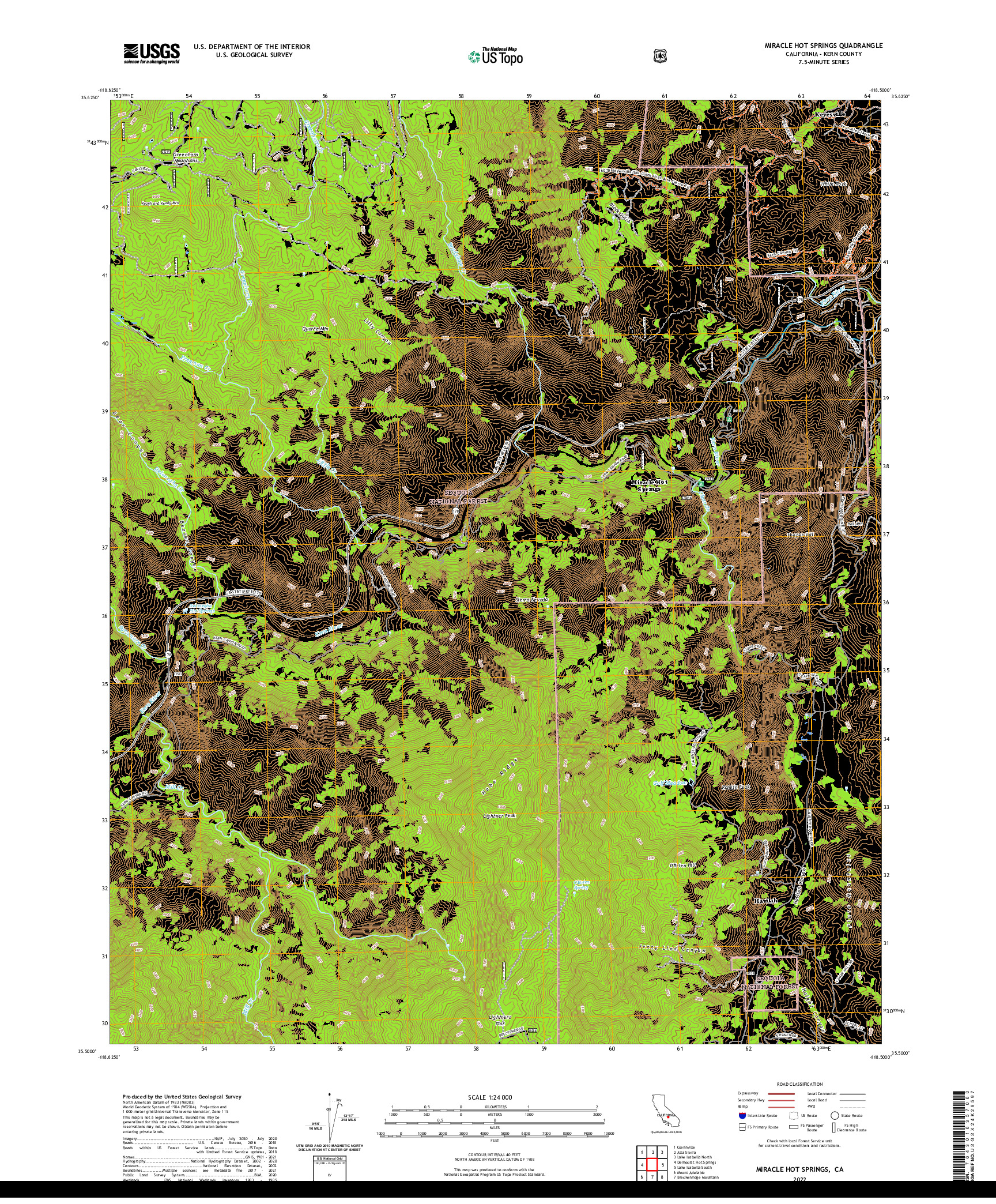 US TOPO 7.5-MINUTE MAP FOR MIRACLE HOT SPRINGS, CA