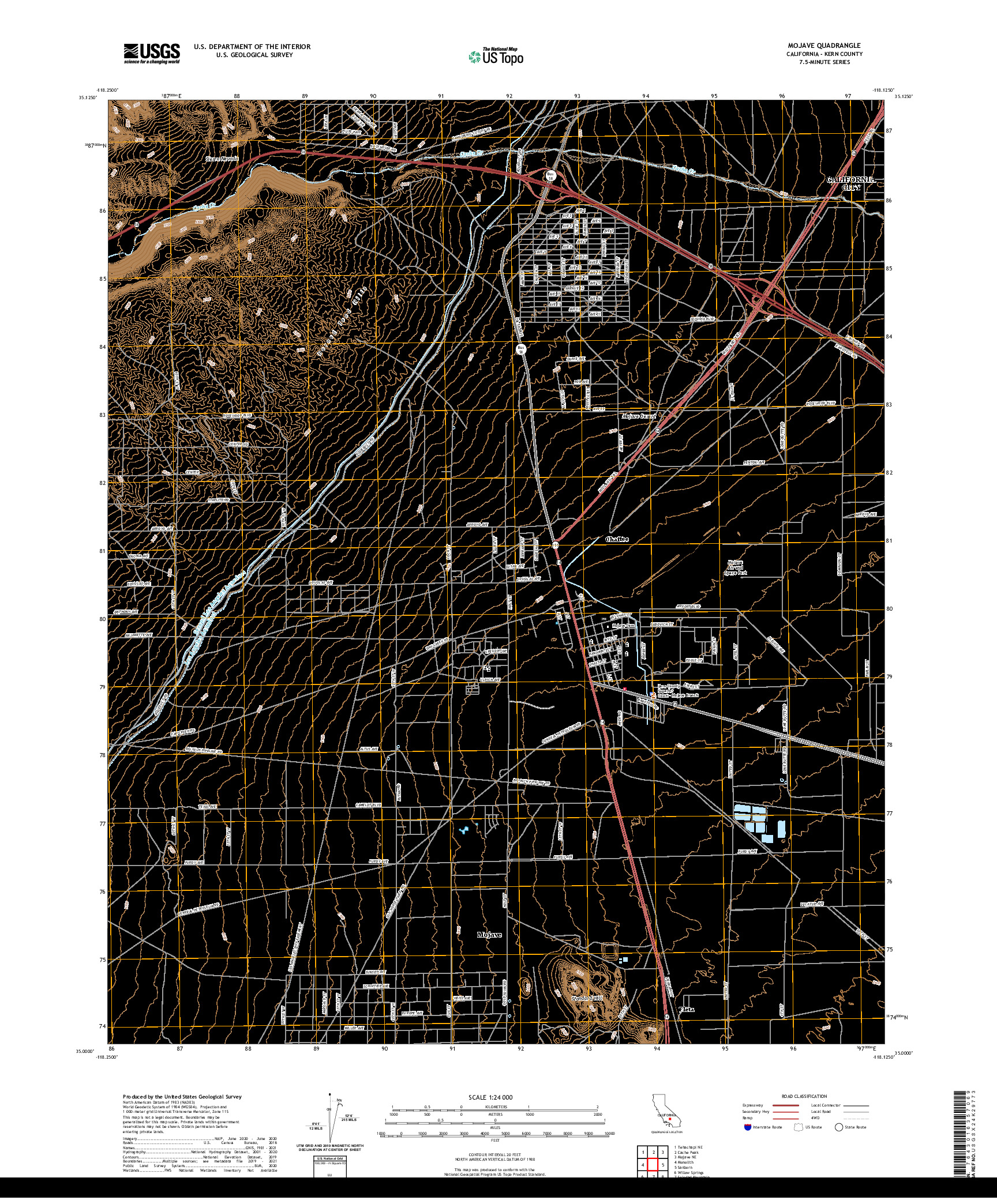 US TOPO 7.5-MINUTE MAP FOR MOJAVE, CA
