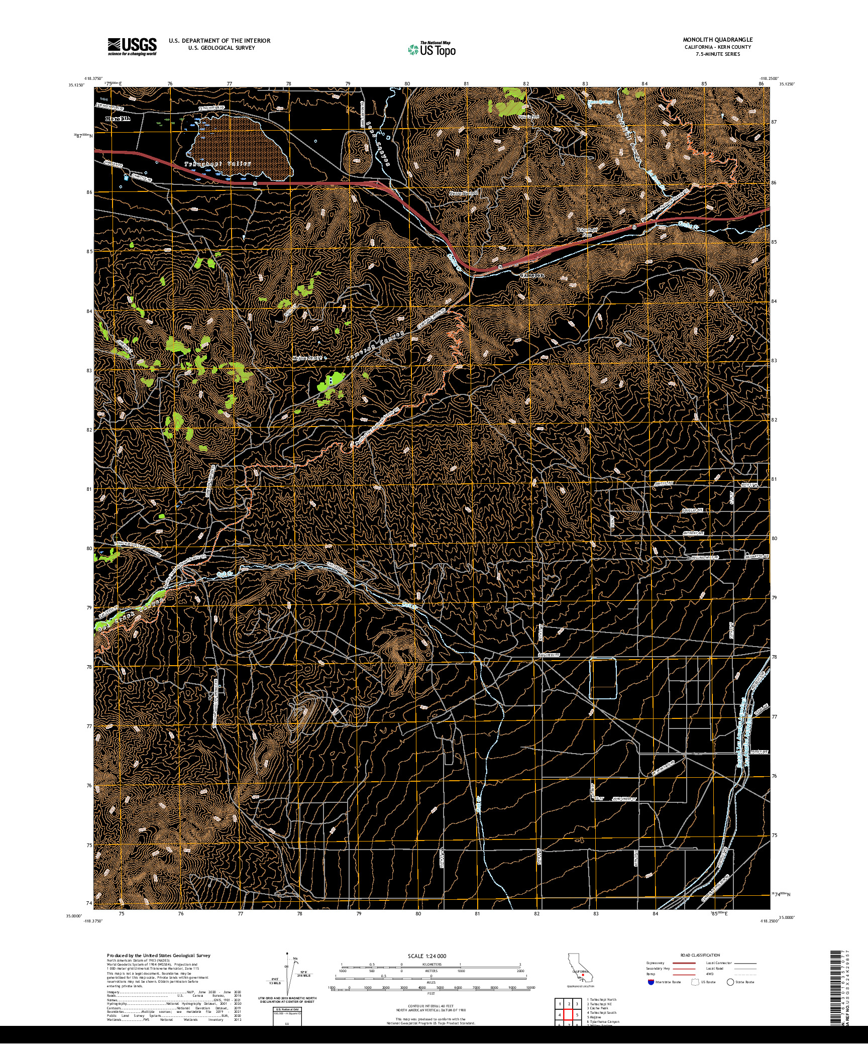 US TOPO 7.5-MINUTE MAP FOR MONOLITH, CA