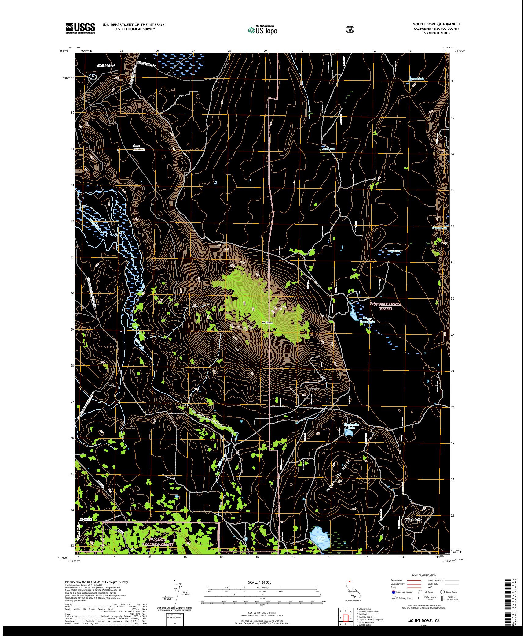 US TOPO 7.5-MINUTE MAP FOR MOUNT DOME, CA