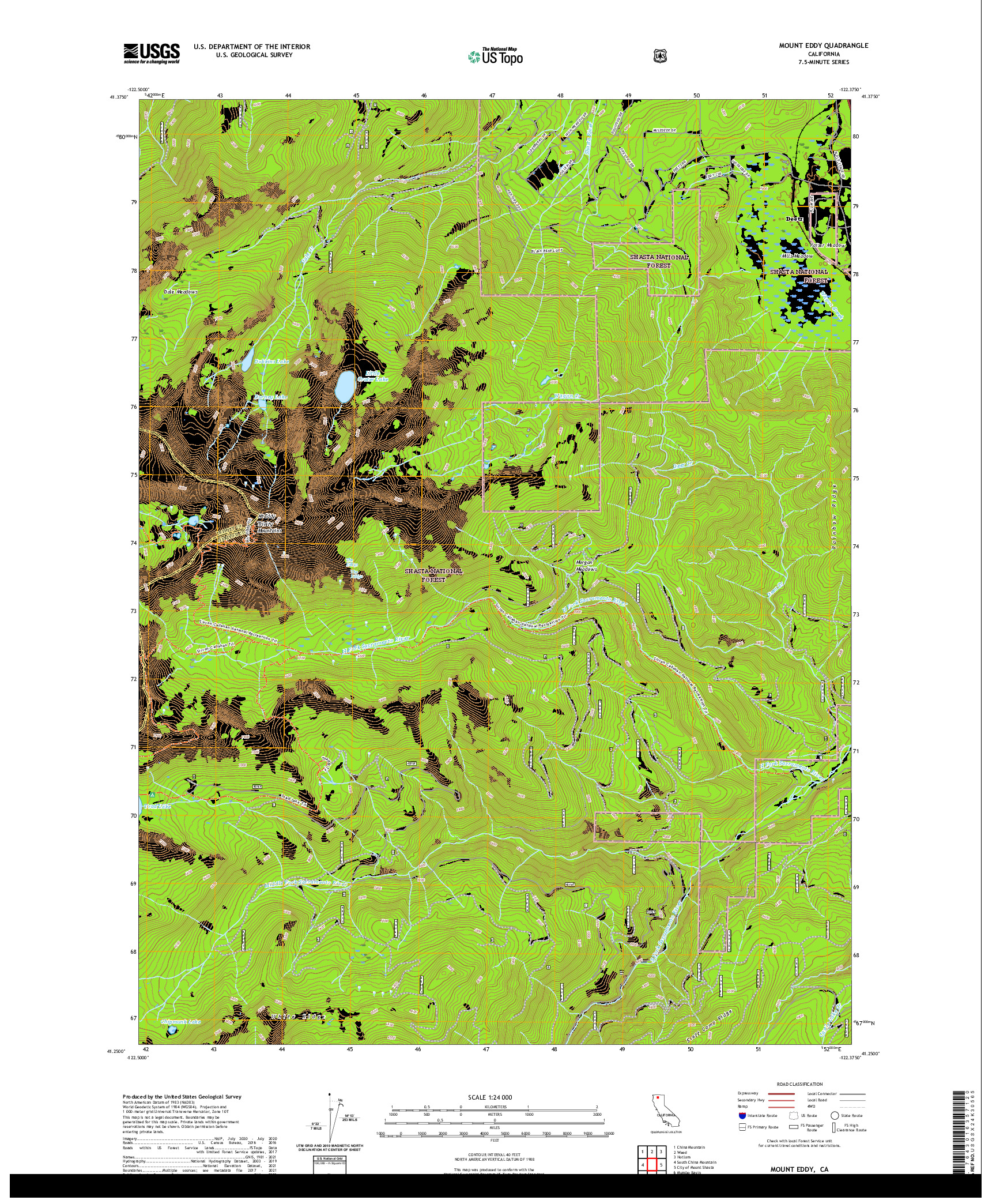 US TOPO 7.5-MINUTE MAP FOR MOUNT EDDY, CA