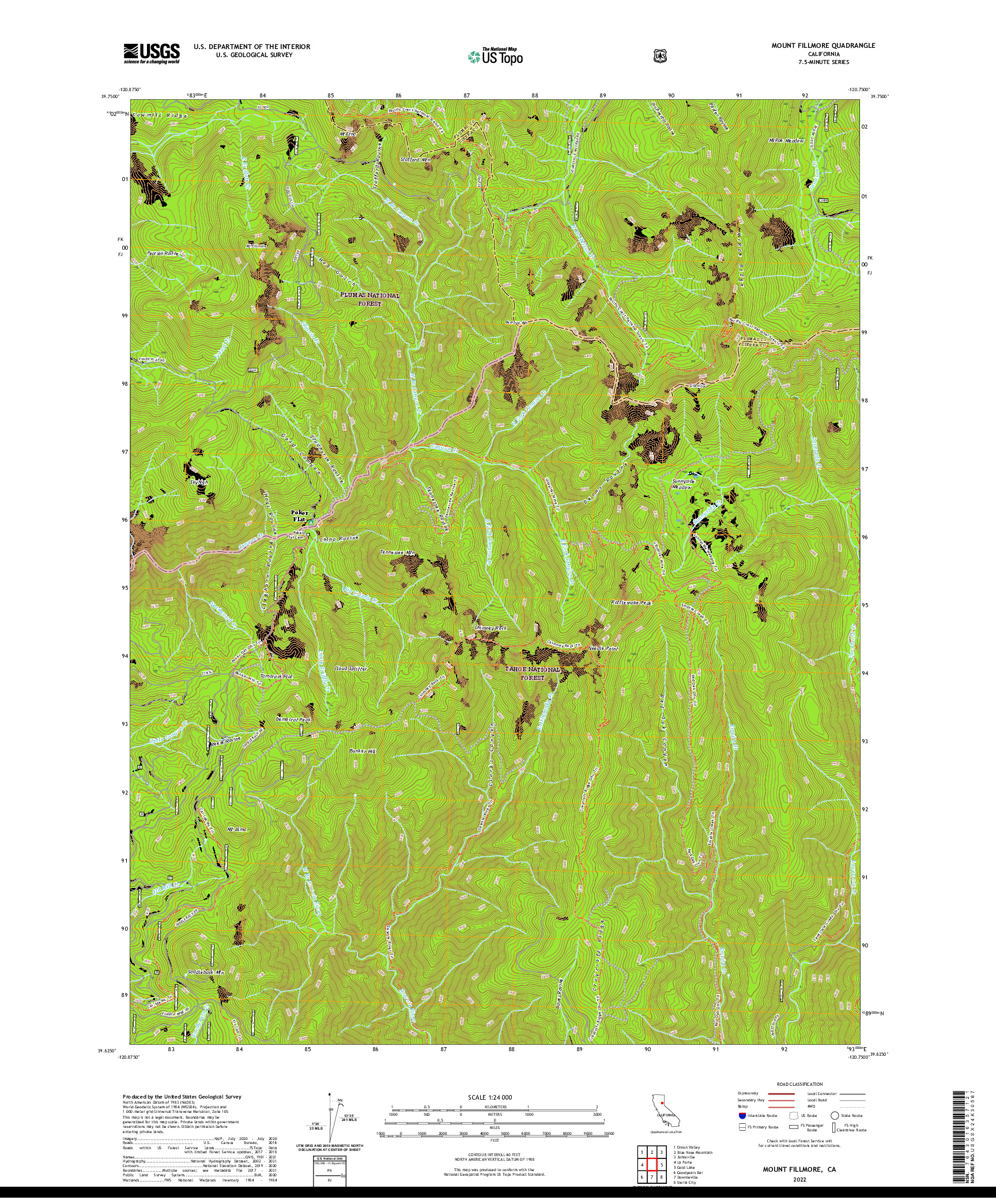 US TOPO 7.5-MINUTE MAP FOR MOUNT FILLMORE, CA