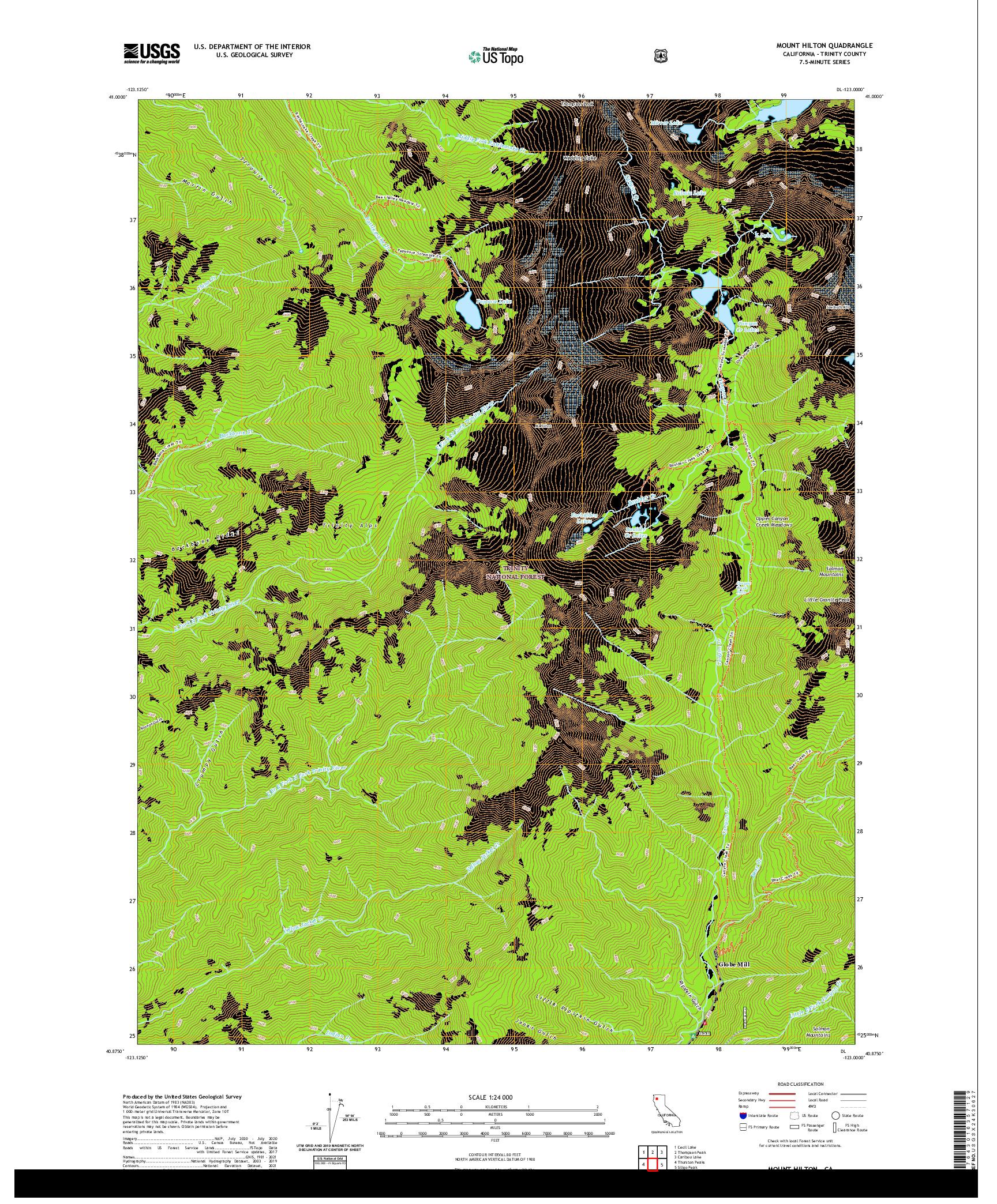 US TOPO 7.5-MINUTE MAP FOR MOUNT HILTON, CA