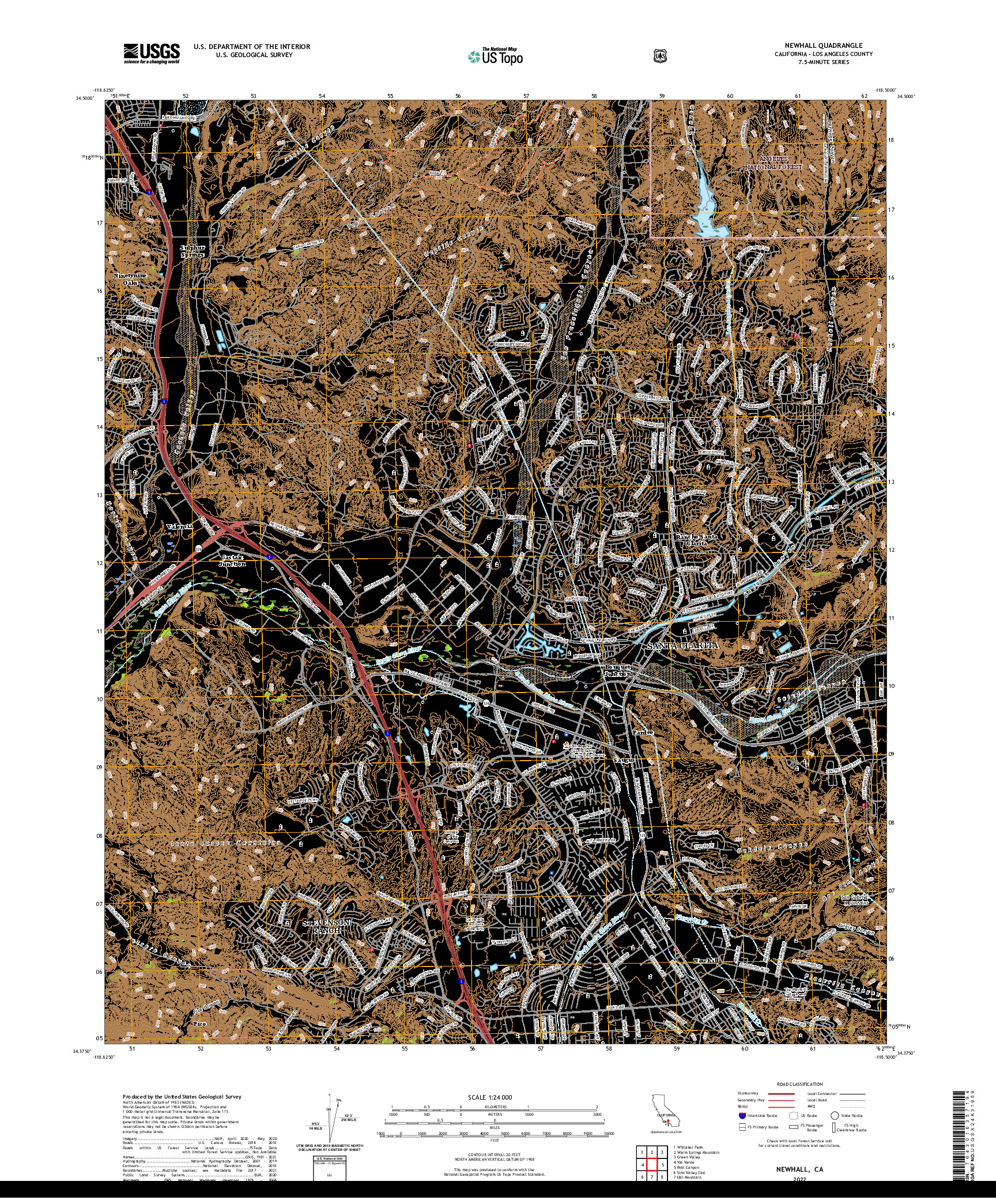 US TOPO 7.5-MINUTE MAP FOR NEWHALL, CA