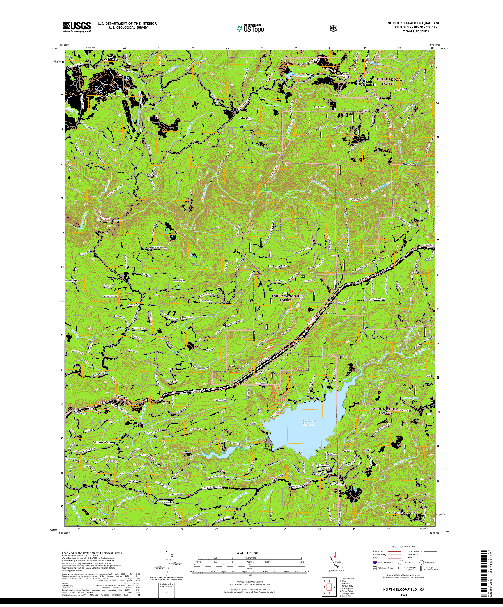 US TOPO 7.5-MINUTE MAP FOR NORTH BLOOMFIELD, CA