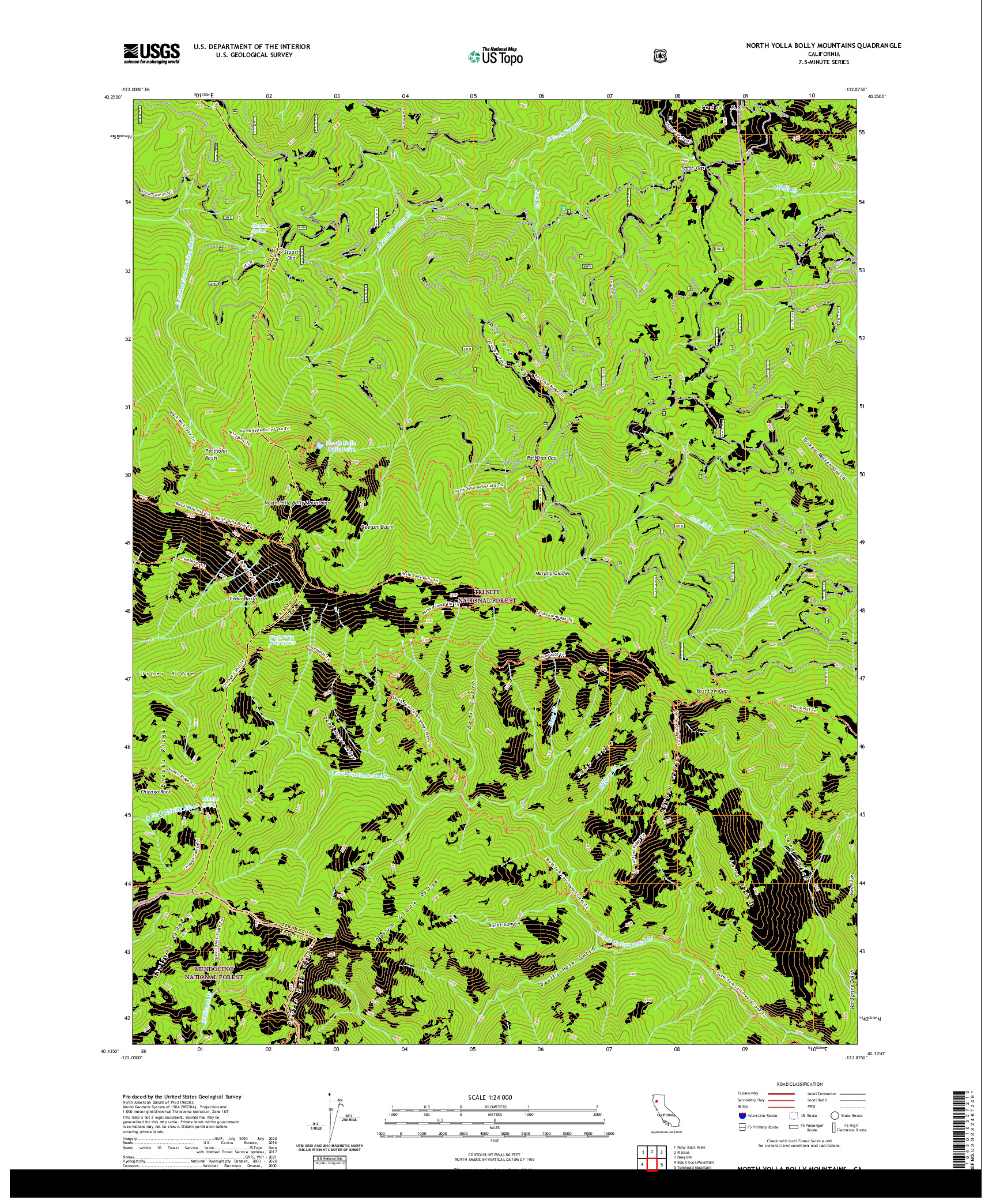 US TOPO 7.5-MINUTE MAP FOR NORTH YOLLA BOLLY MOUNTAINS, CA