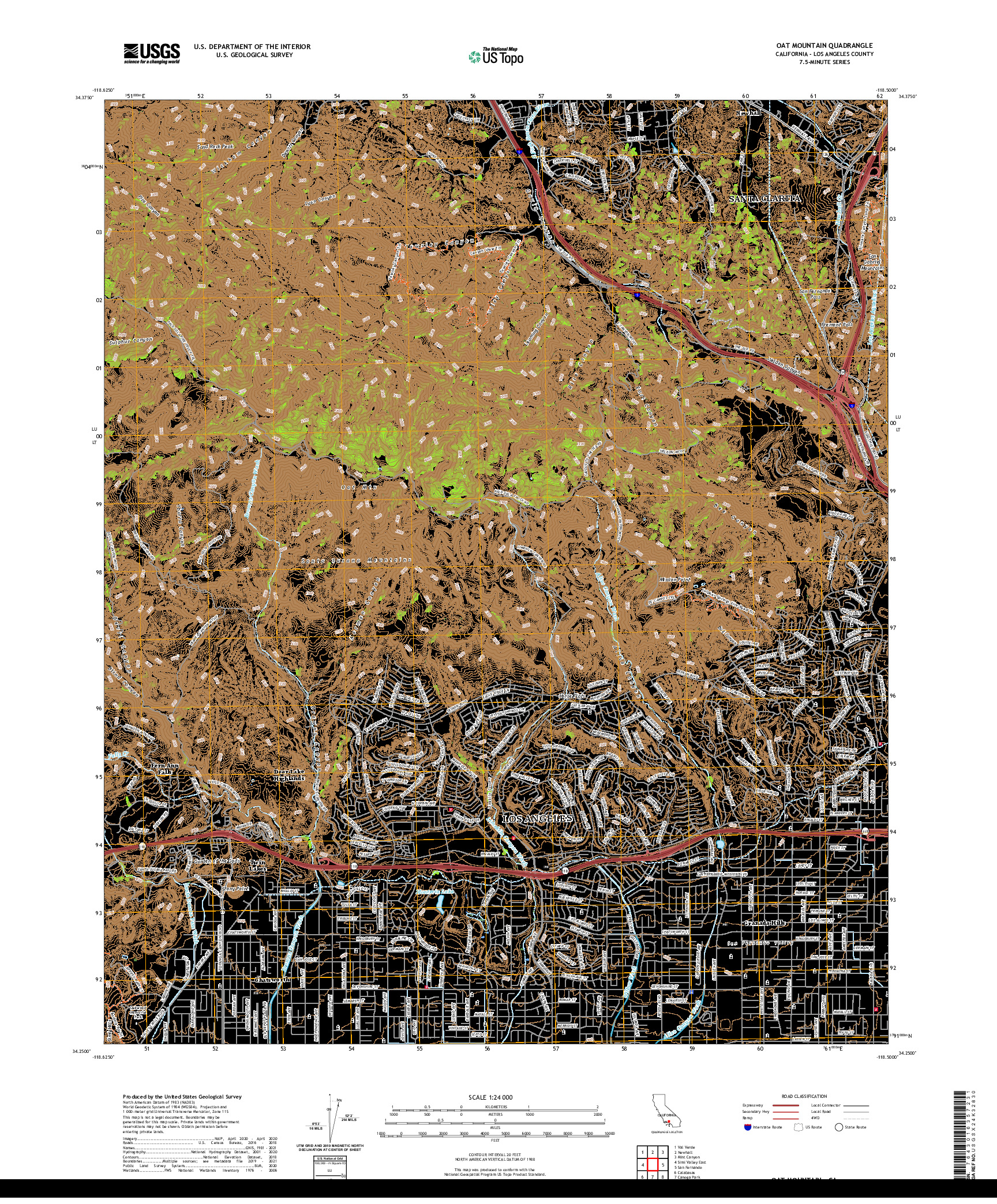 US TOPO 7.5-MINUTE MAP FOR OAT MOUNTAIN, CA