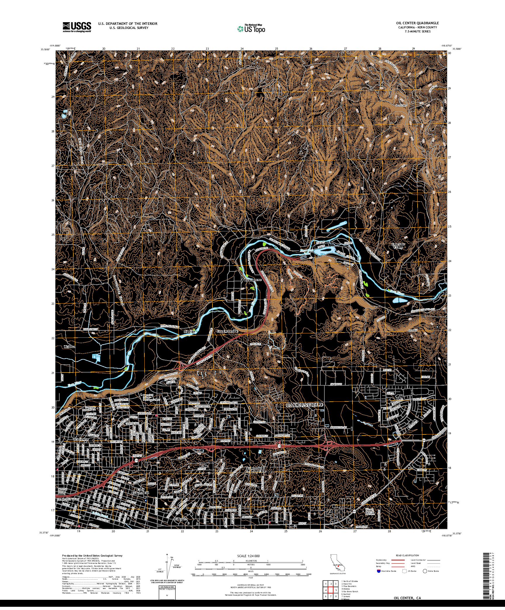 US TOPO 7.5-MINUTE MAP FOR OIL CENTER, CA