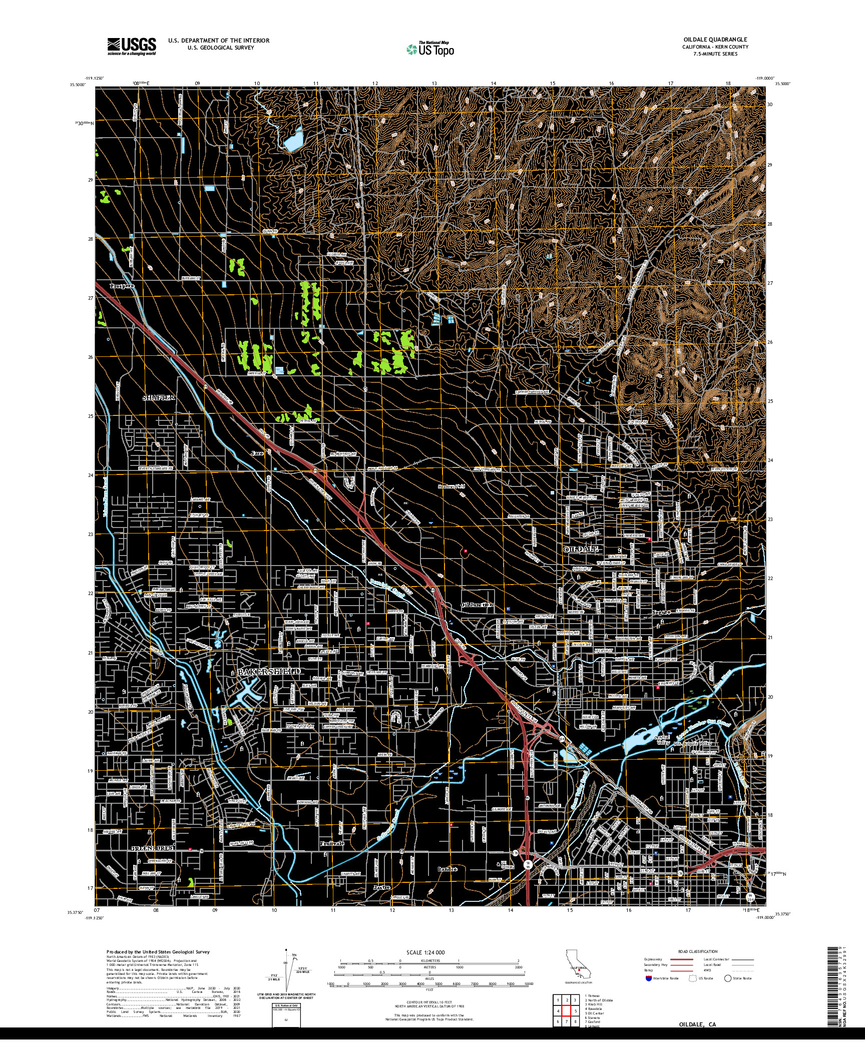 US TOPO 7.5-MINUTE MAP FOR OILDALE, CA