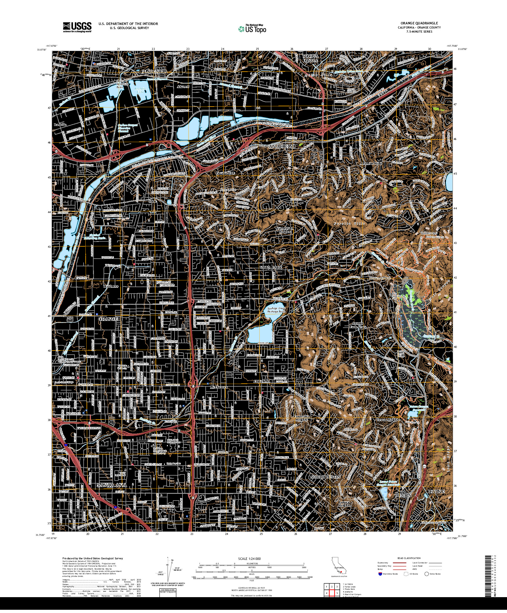 US TOPO 7.5-MINUTE MAP FOR ORANGE, CA