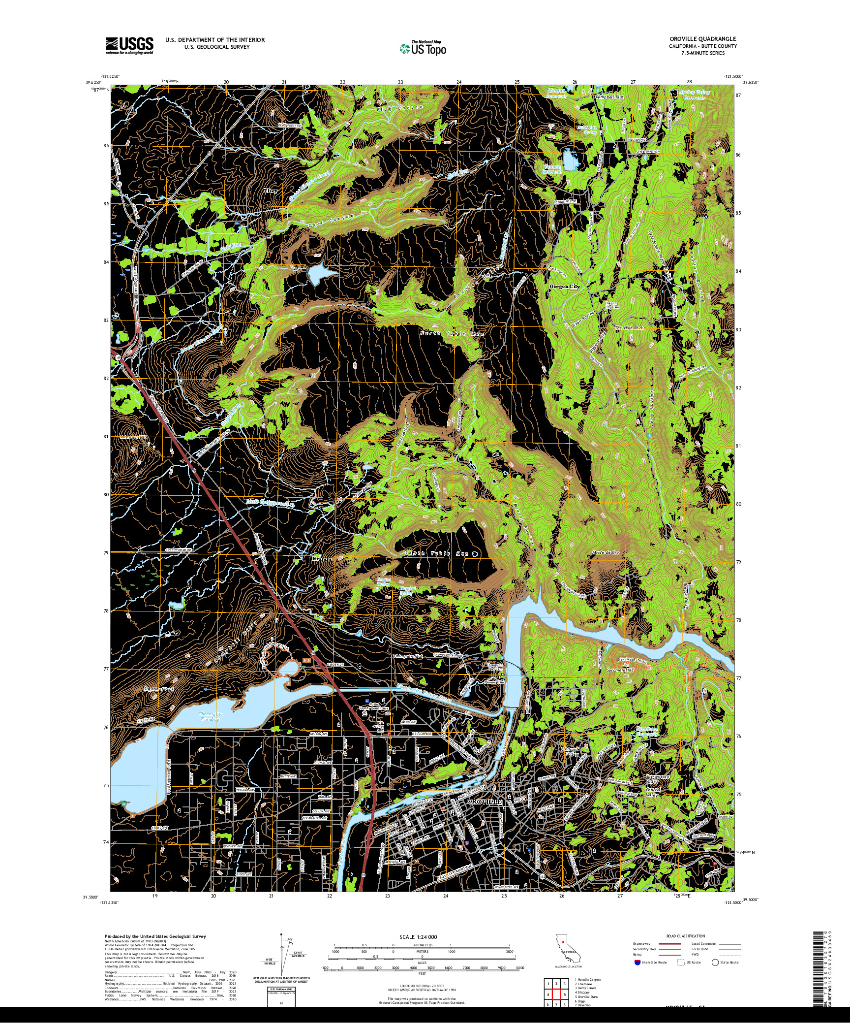 US TOPO 7.5-MINUTE MAP FOR OROVILLE, CA