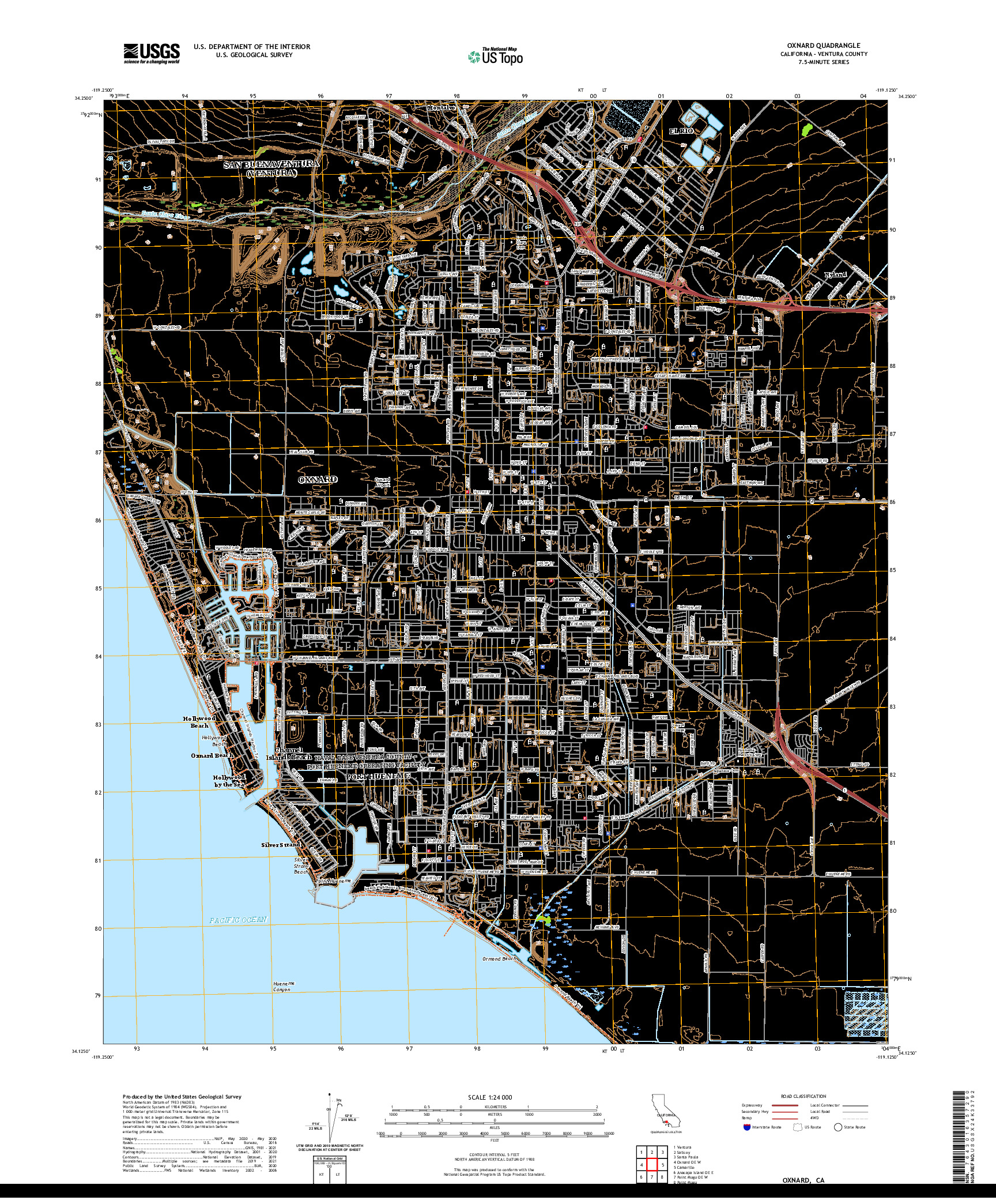 US TOPO 7.5-MINUTE MAP FOR OXNARD, CA