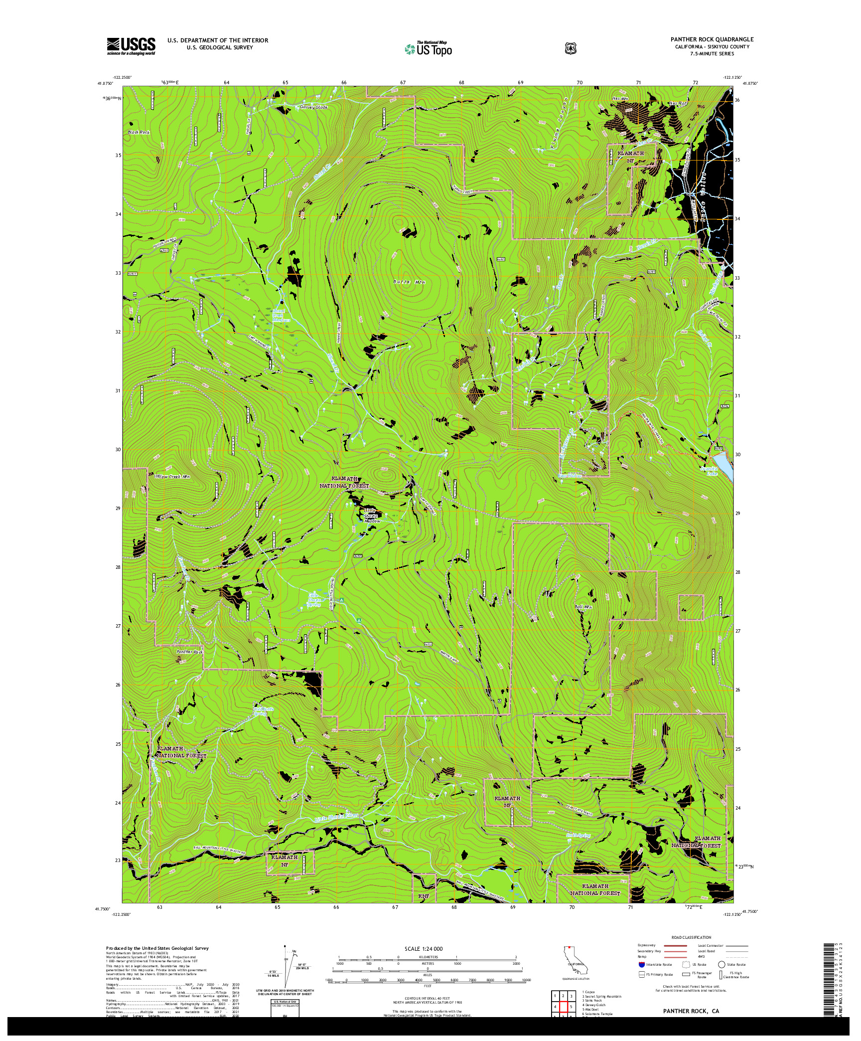 US TOPO 7.5-MINUTE MAP FOR PANTHER ROCK, CA