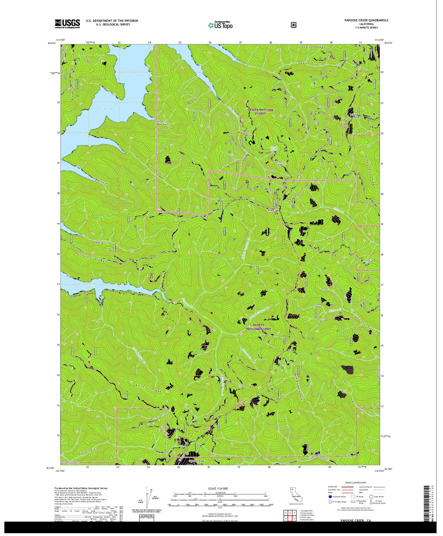 US TOPO 7.5-MINUTE MAP FOR PAPOOSE CREEK, CA