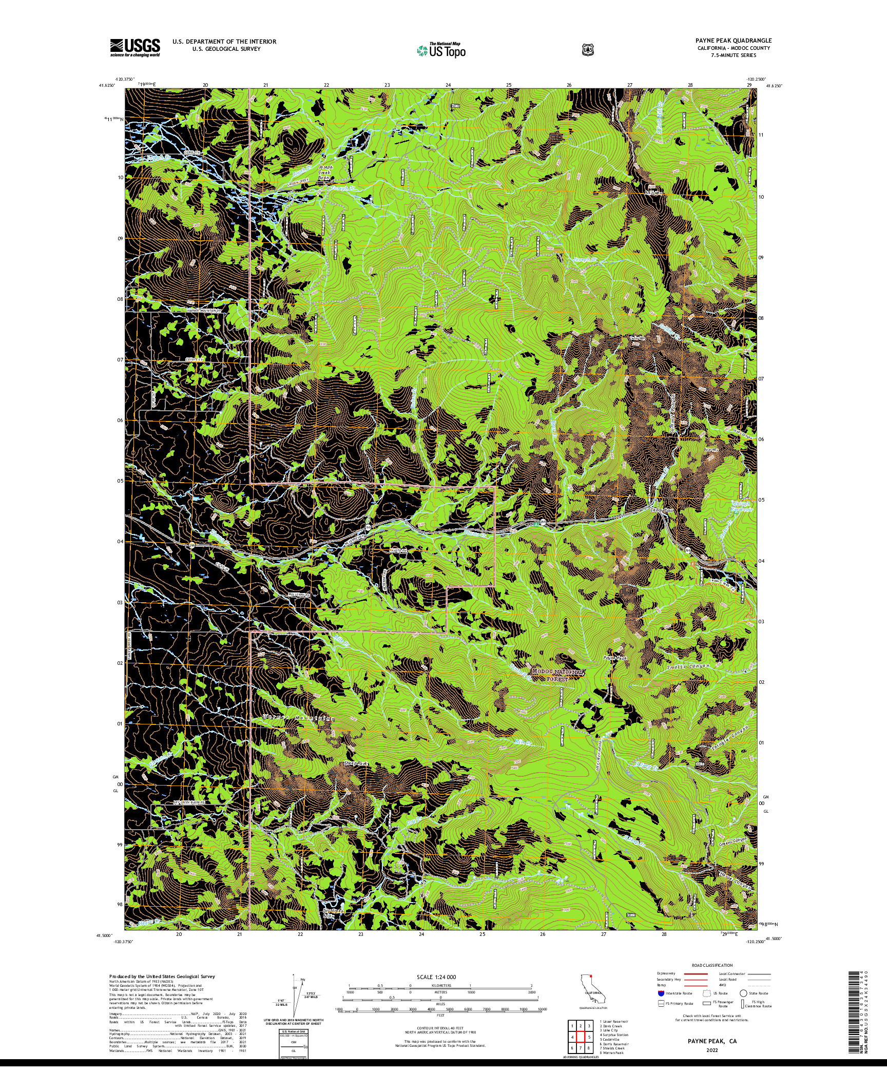 US TOPO 7.5-MINUTE MAP FOR PAYNE PEAK, CA