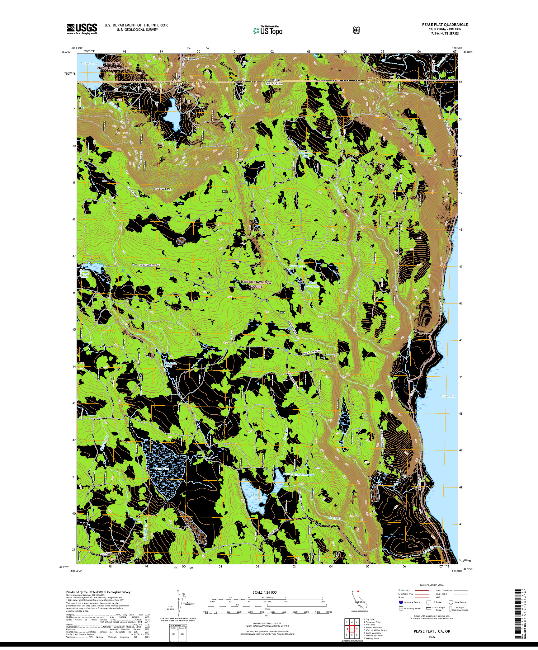 US TOPO 7.5-MINUTE MAP FOR PEASE FLAT, CA,OR