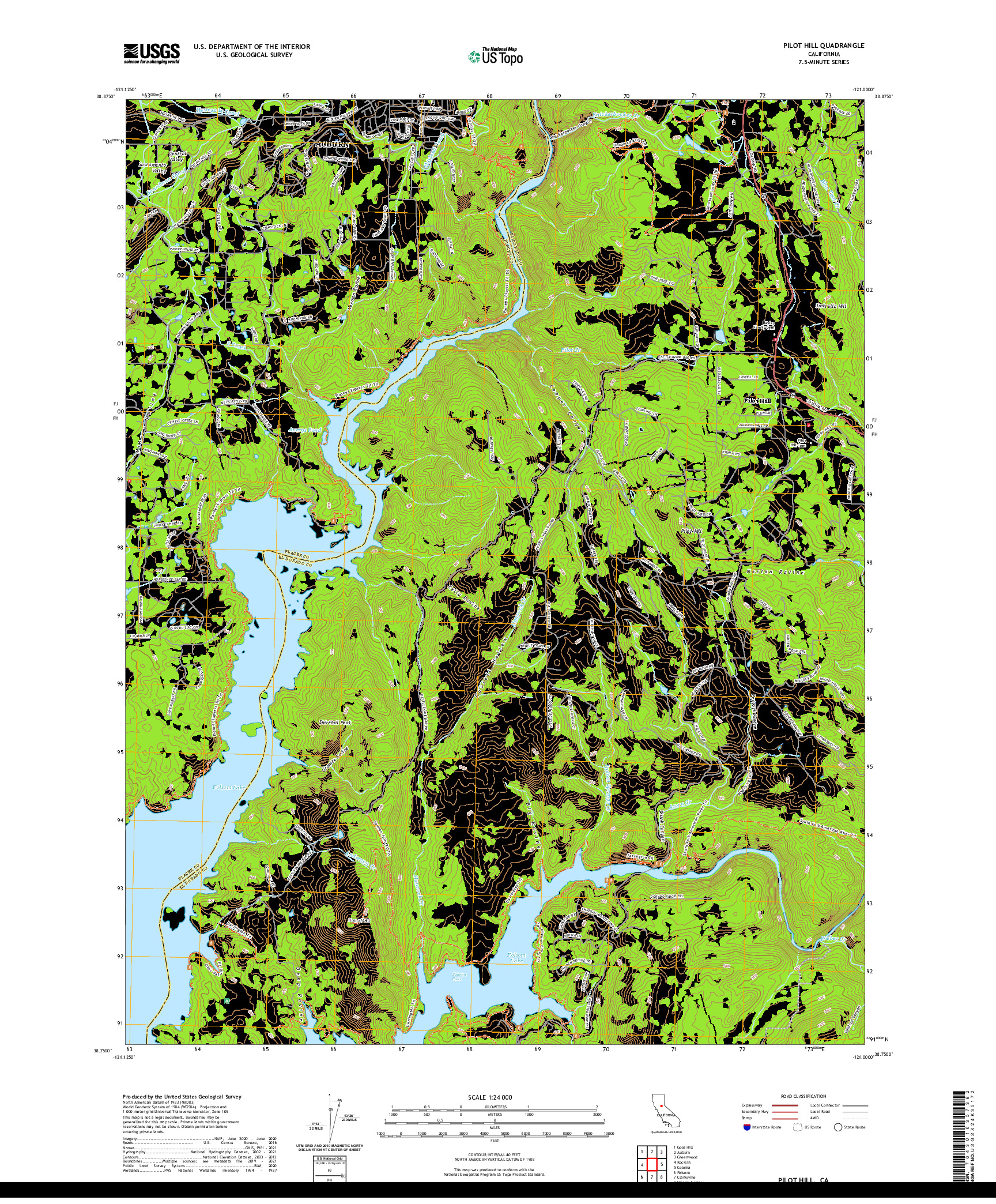 US TOPO 7.5-MINUTE MAP FOR PILOT HILL, CA