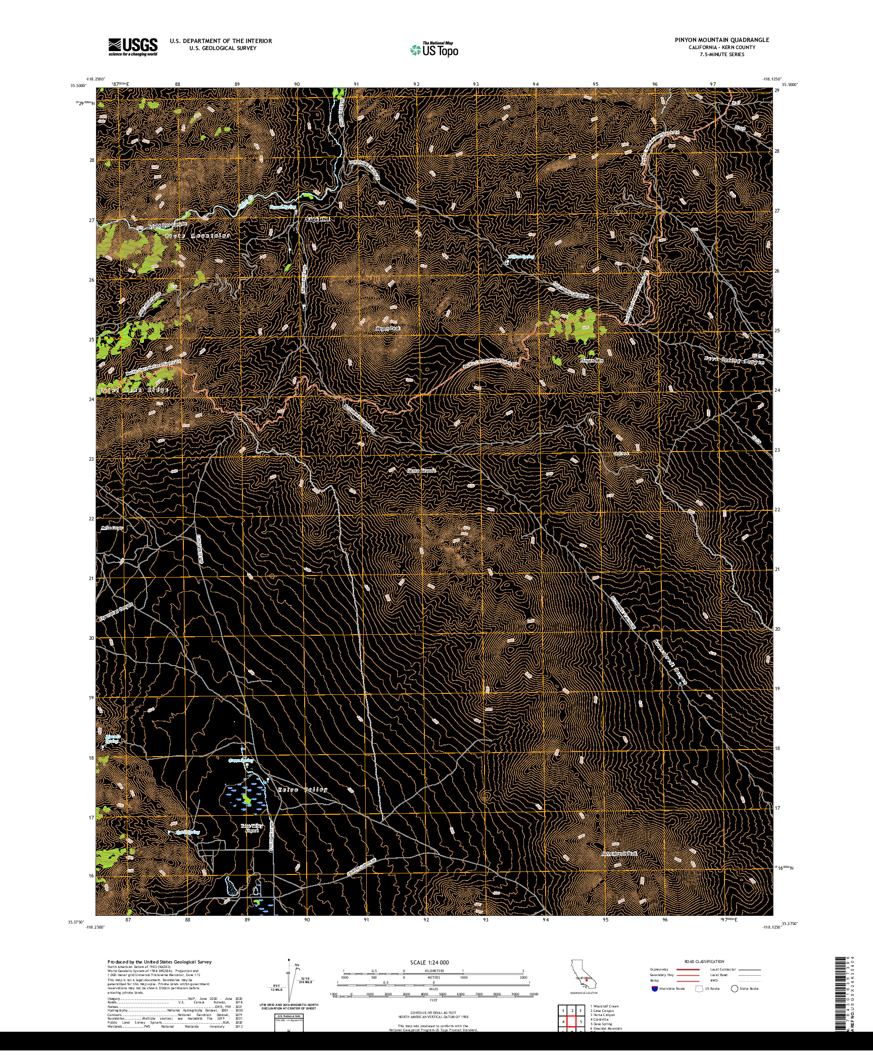 US TOPO 7.5-MINUTE MAP FOR PINYON MOUNTAIN, CA