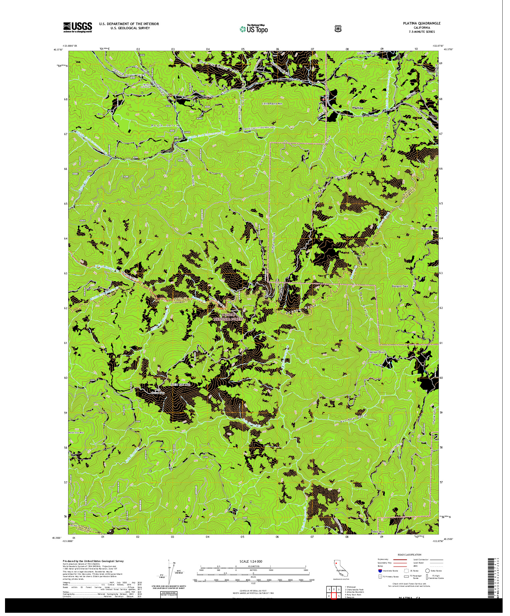 US TOPO 7.5-MINUTE MAP FOR PLATINA, CA