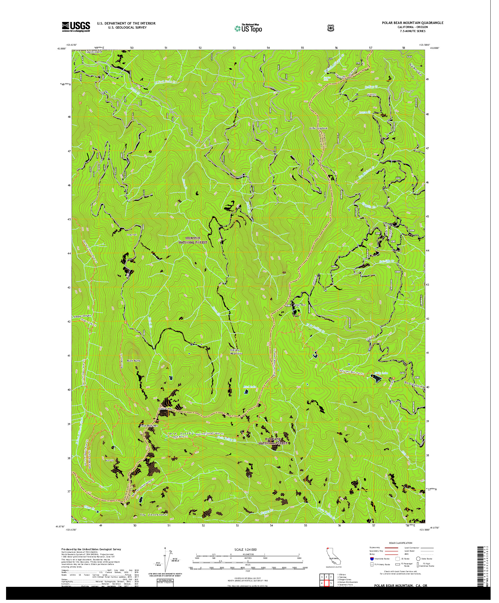 US TOPO 7.5-MINUTE MAP FOR POLAR BEAR MOUNTAIN, CA,OR