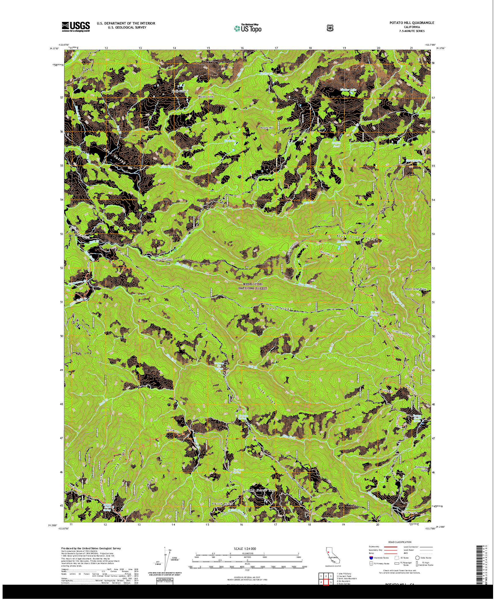 US TOPO 7.5-MINUTE MAP FOR POTATO HILL, CA