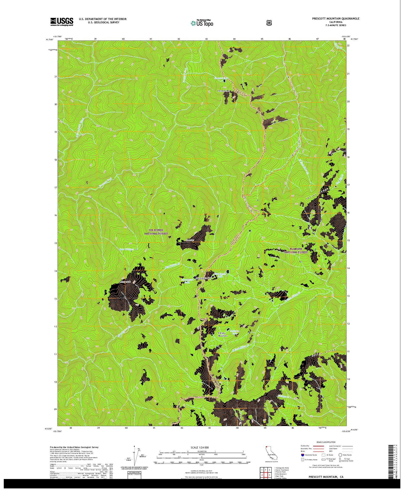 US TOPO 7.5-MINUTE MAP FOR PRESCOTT MOUNTAIN, CA