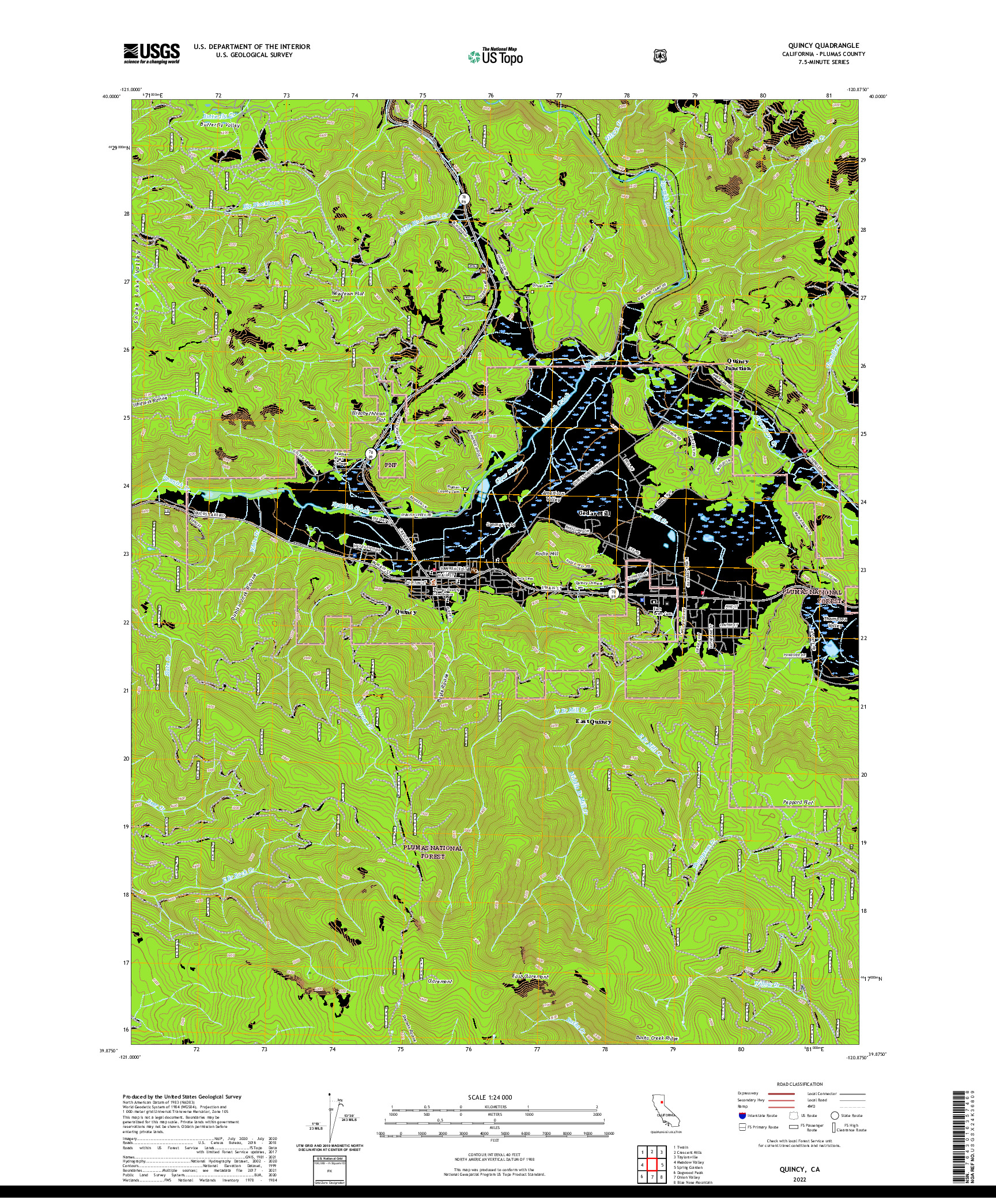 US TOPO 7.5-MINUTE MAP FOR QUINCY, CA