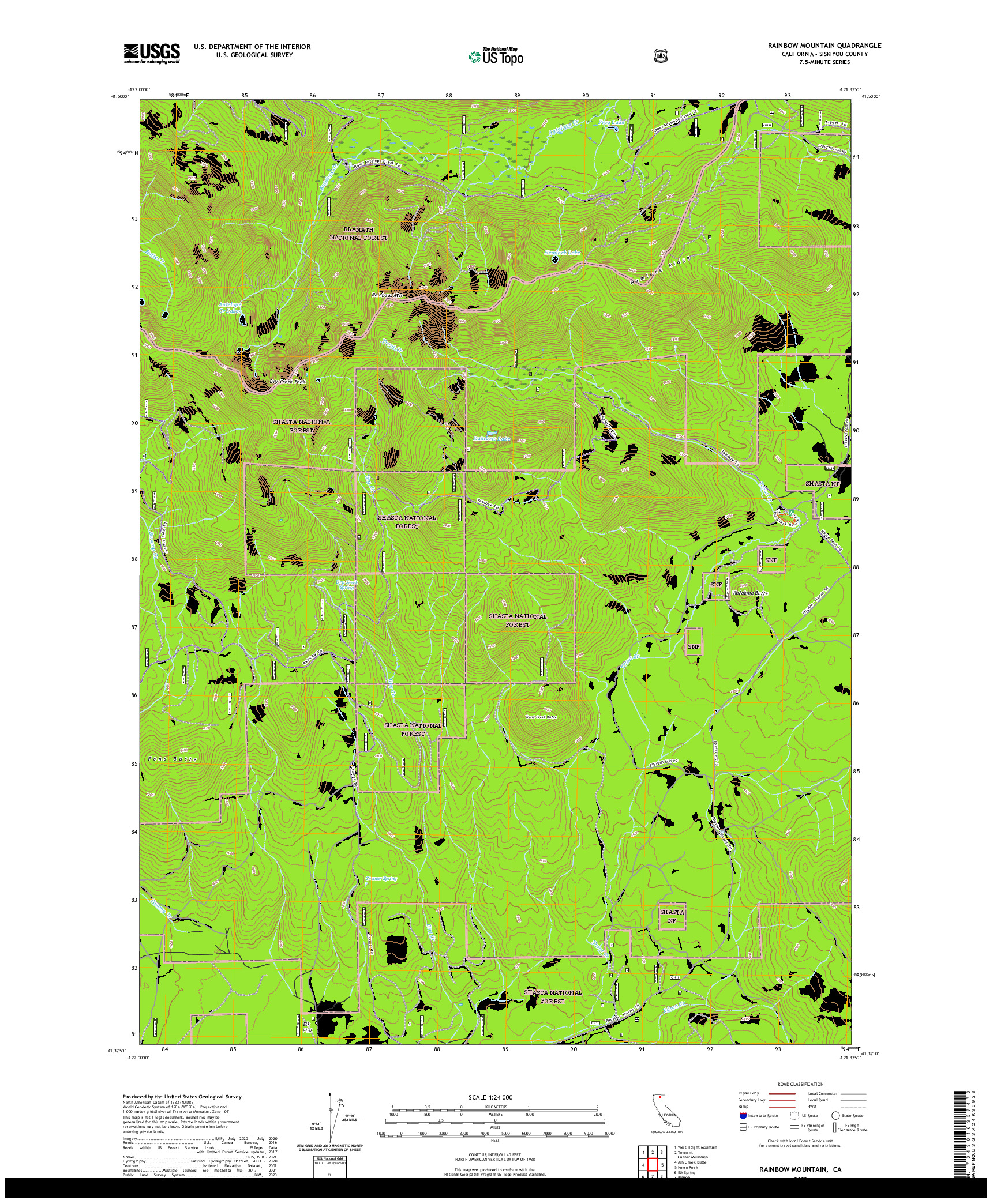 US TOPO 7.5-MINUTE MAP FOR RAINBOW MOUNTAIN, CA