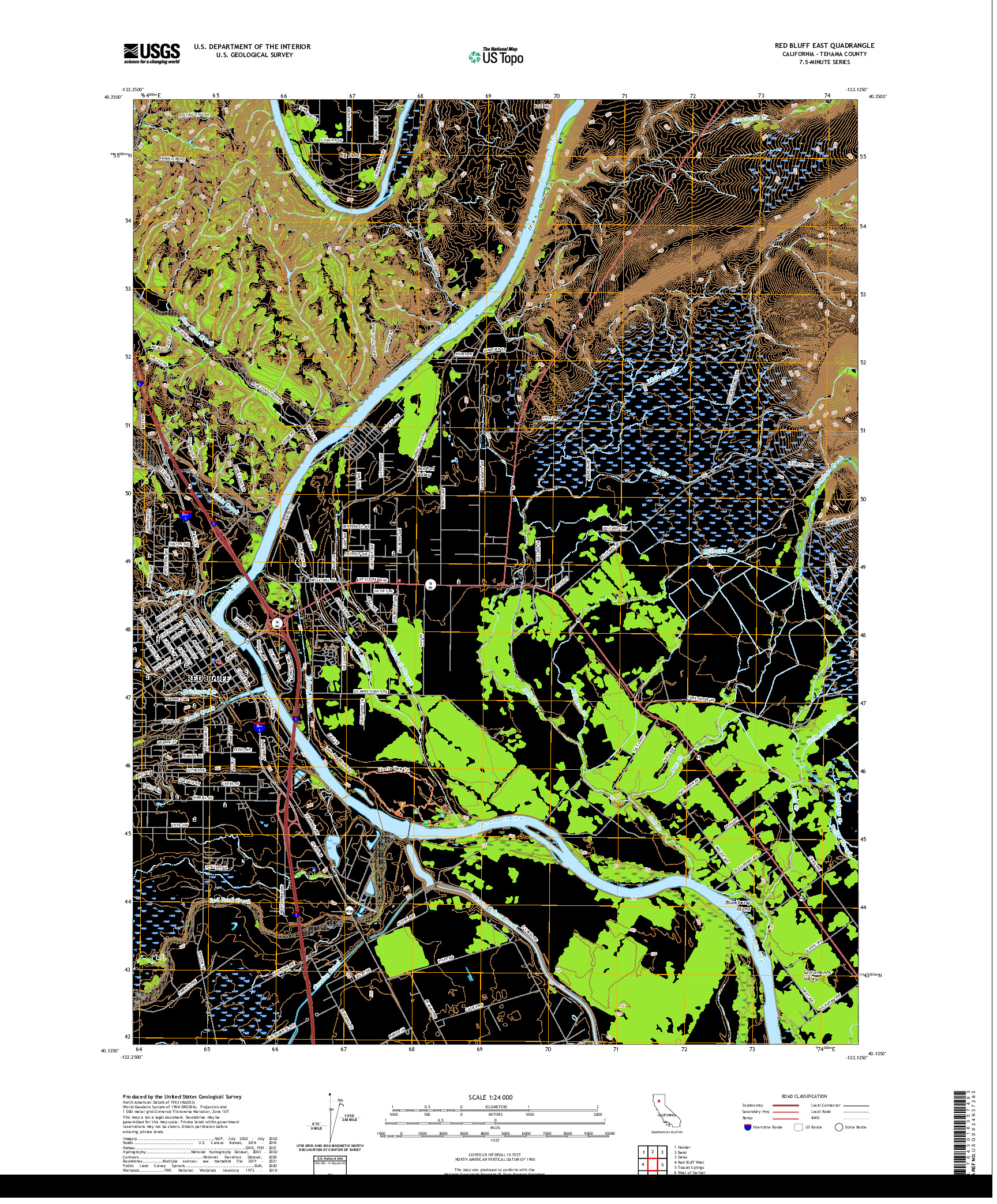 US TOPO 7.5-MINUTE MAP FOR RED BLUFF EAST, CA