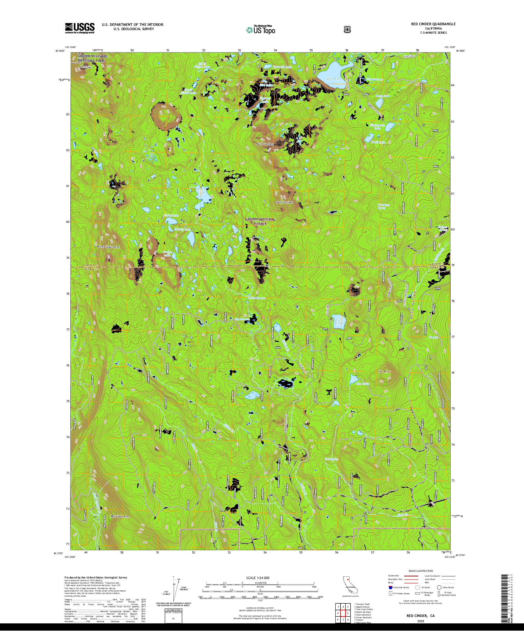 US TOPO 7.5-MINUTE MAP FOR RED CINDER, CA