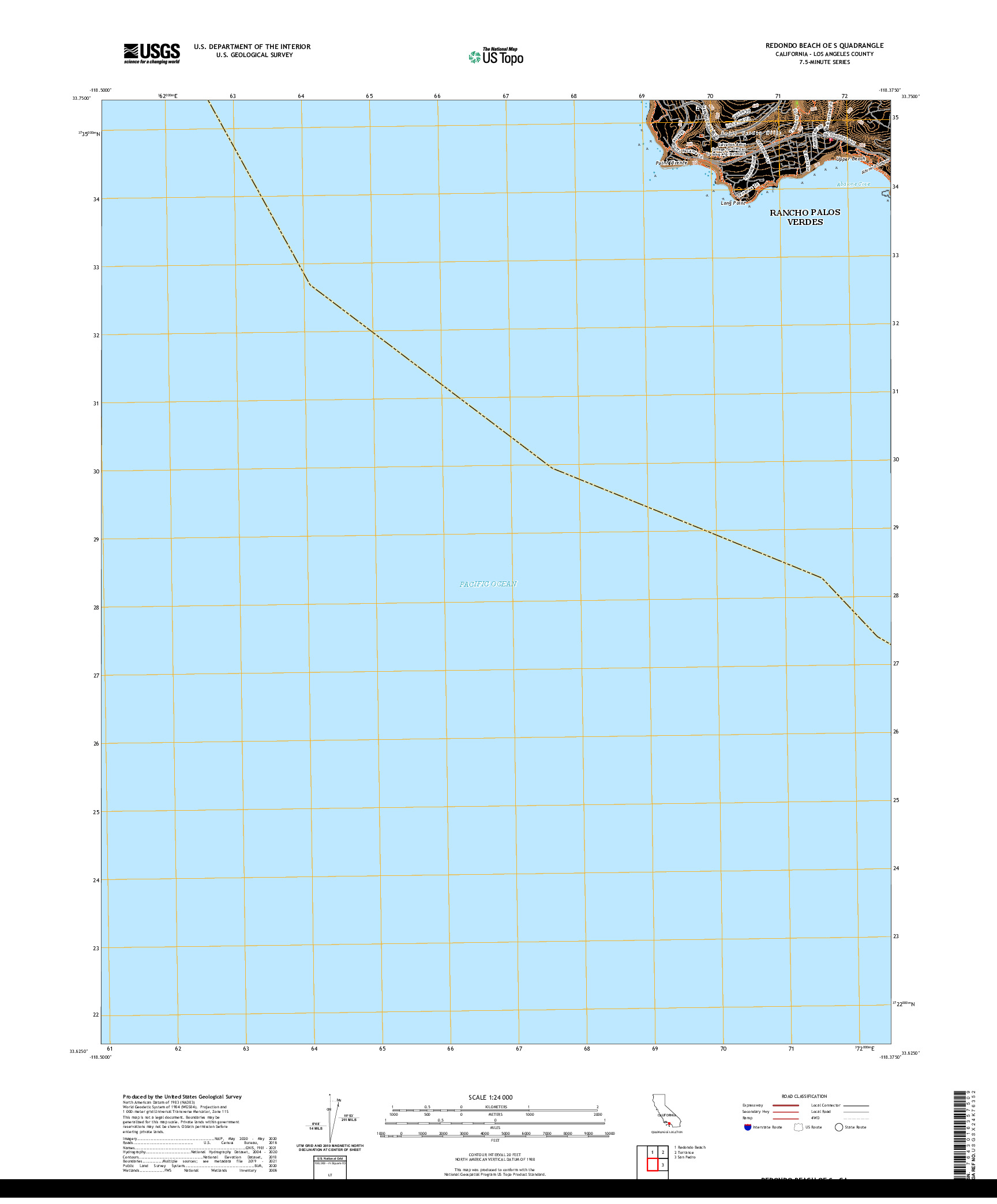 US TOPO 7.5-MINUTE MAP FOR REDONDO BEACH OE S, CA