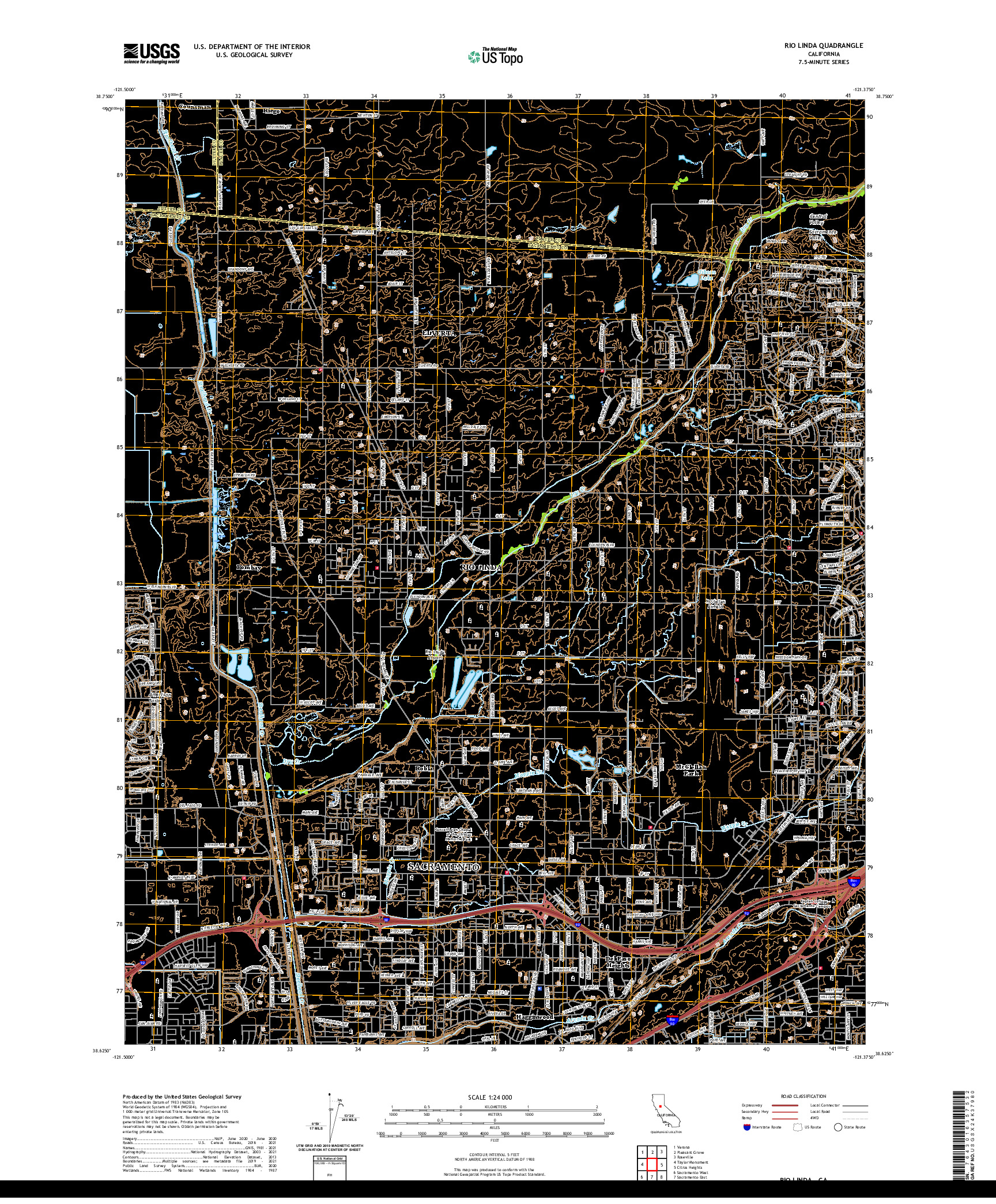 US TOPO 7.5-MINUTE MAP FOR RIO LINDA, CA