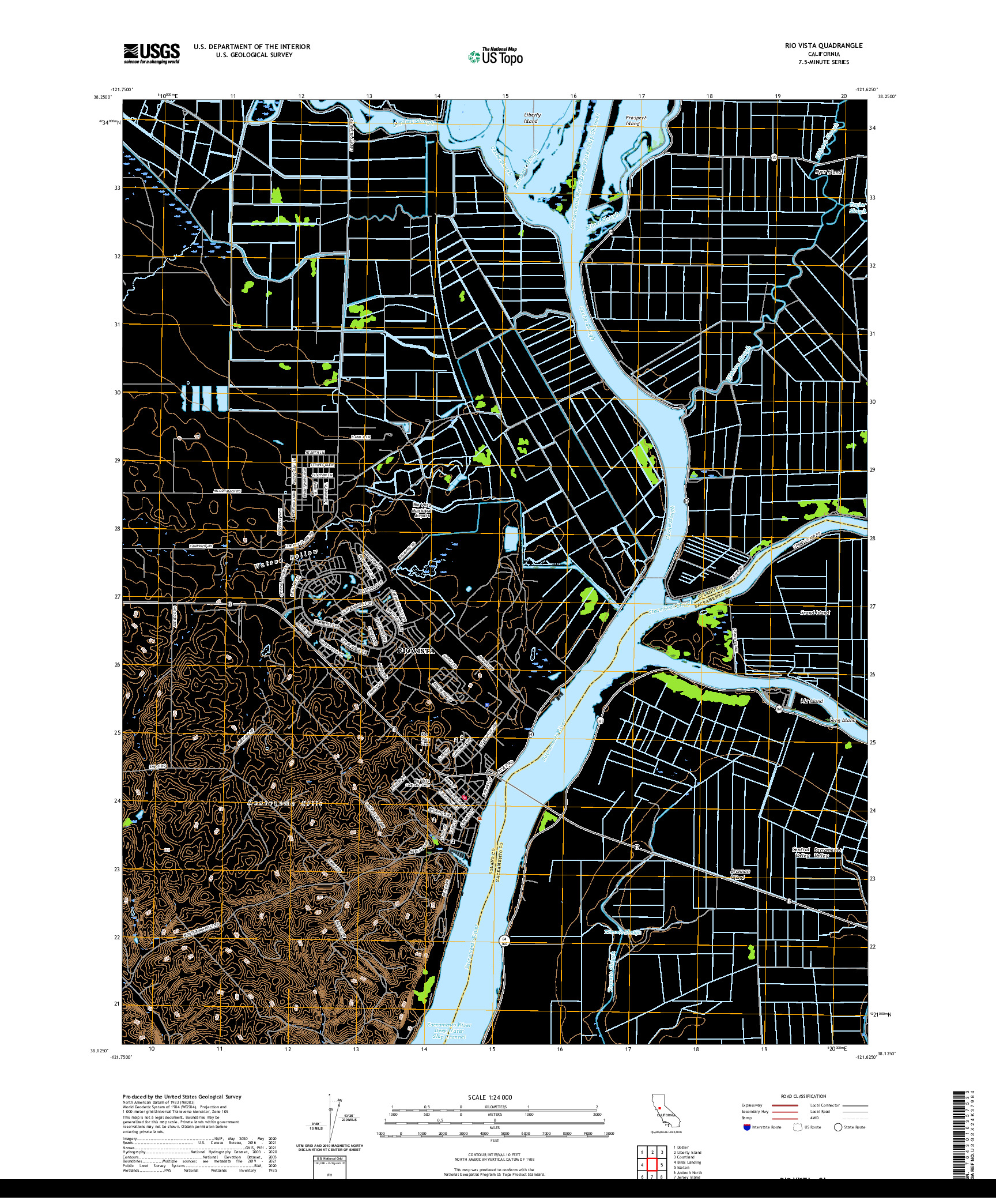 US TOPO 7.5-MINUTE MAP FOR RIO VISTA, CA