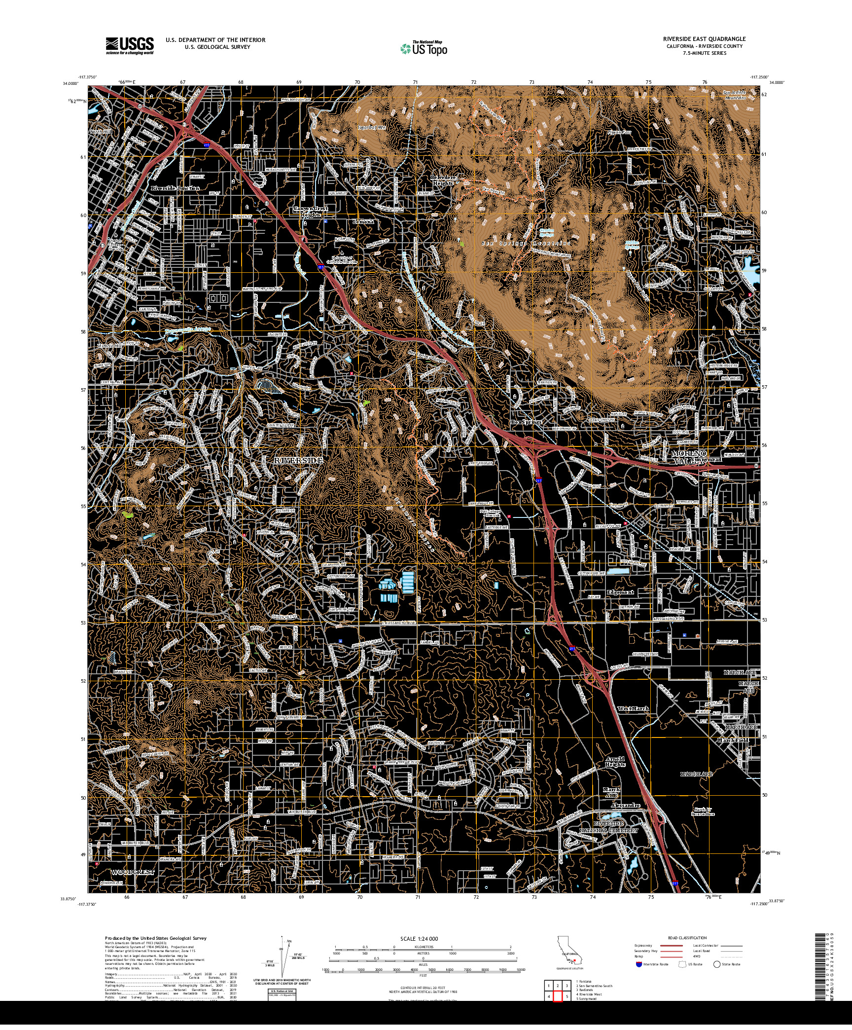 US TOPO 7.5-MINUTE MAP FOR RIVERSIDE EAST, CA