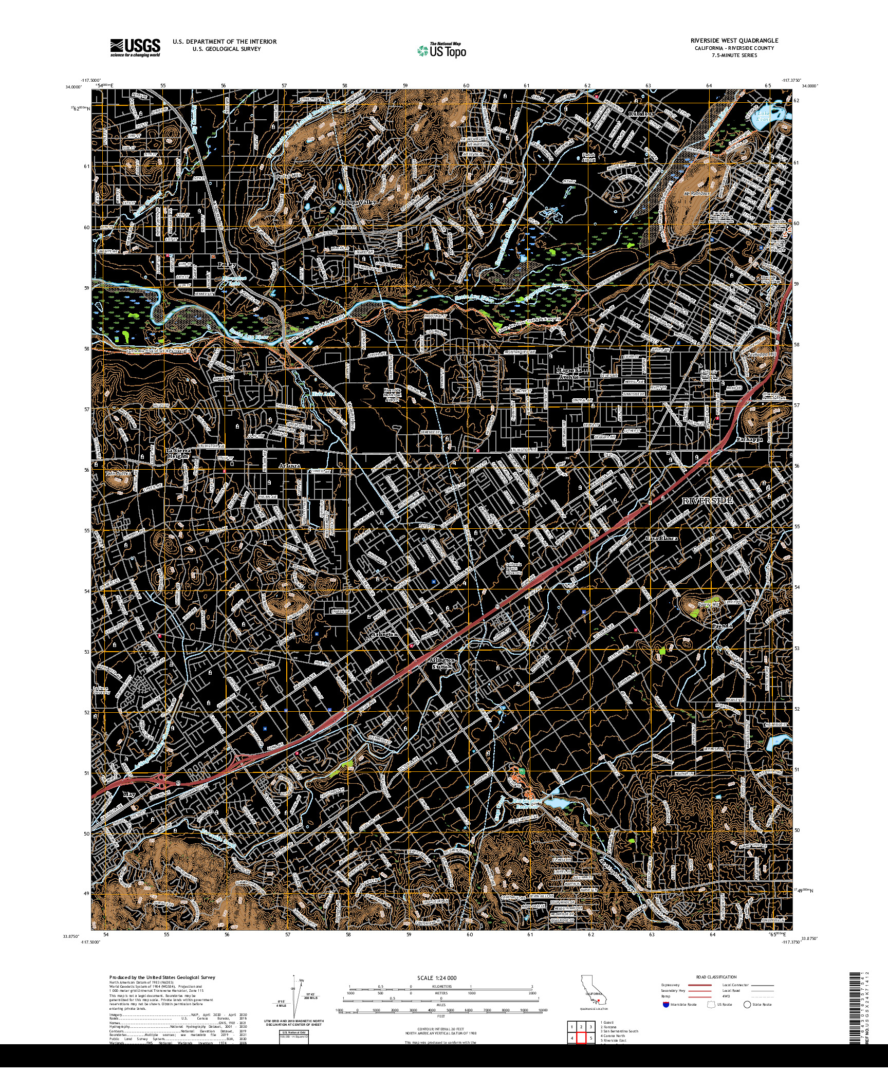 US TOPO 7.5-MINUTE MAP FOR RIVERSIDE WEST, CA