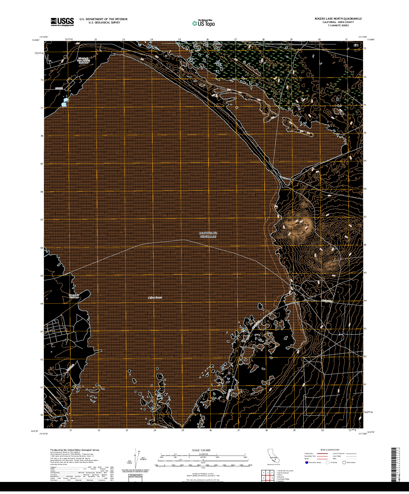 US TOPO 7.5-MINUTE MAP FOR ROGERS LAKE NORTH, CA